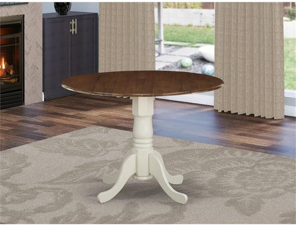 East West Furniture Dublin Traditional Wood Dining Table in Walnut/White