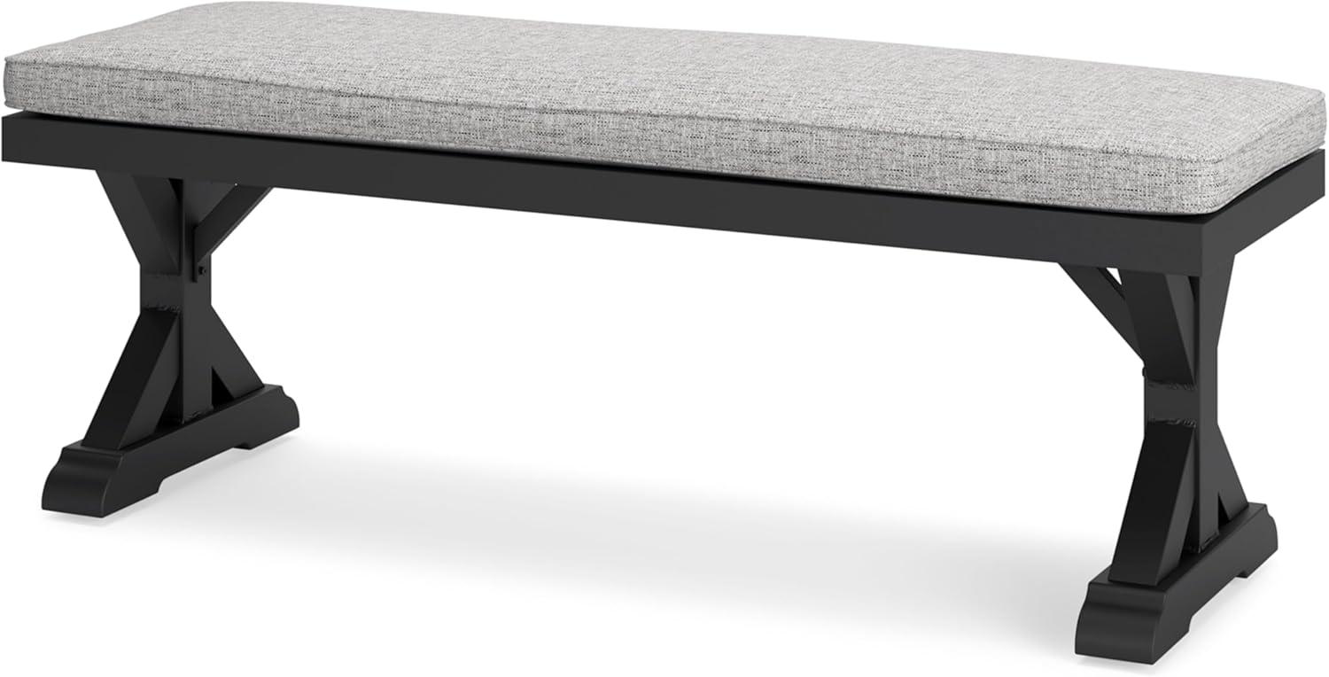 Signature Design by Ashley Beachcroft Outdoor Bench with Cushion, Black & Light Gray