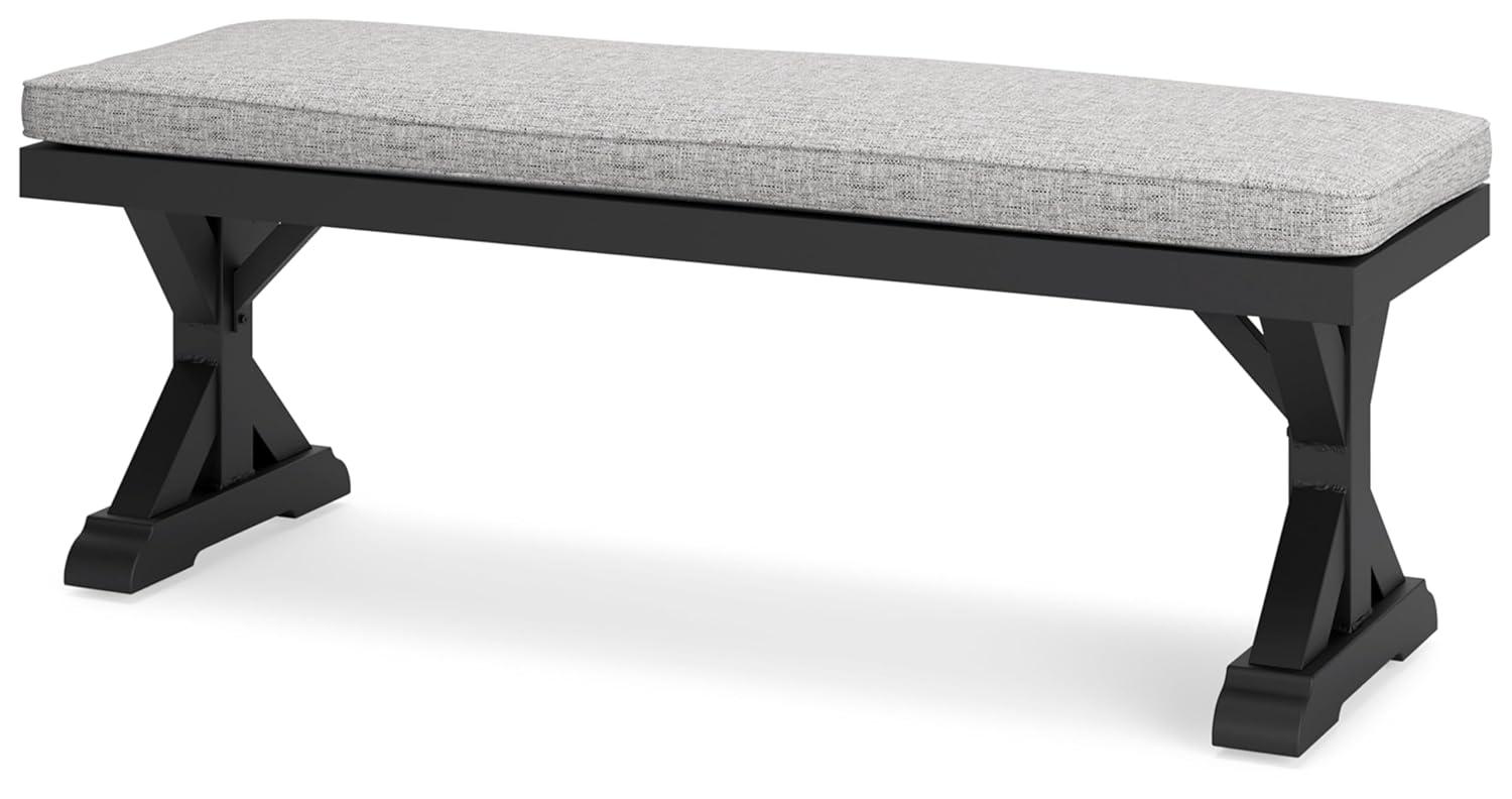 Signature Design by Ashley Beachcroft Outdoor Bench with Cushion, Black & Light Gray