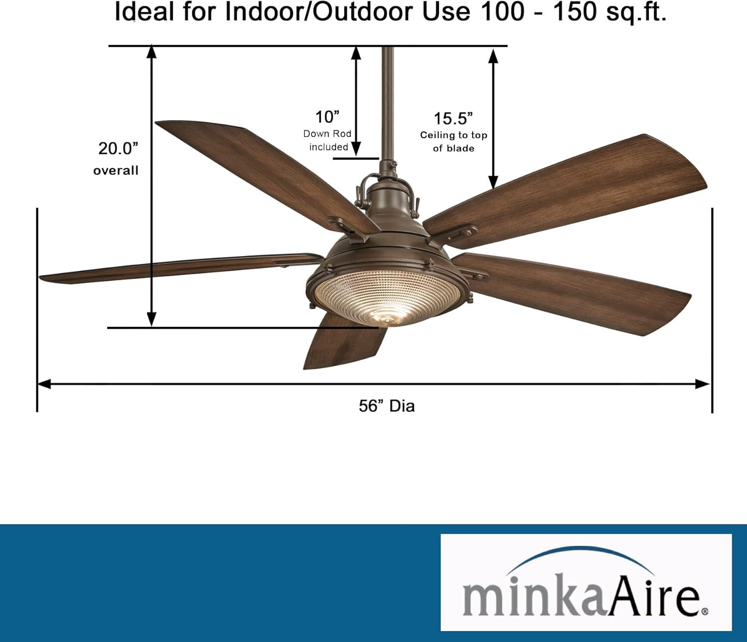 56" Groton 5 - Blade Outdoor LED Standard Ceiling Fan with Wall Control and Light Kit Included