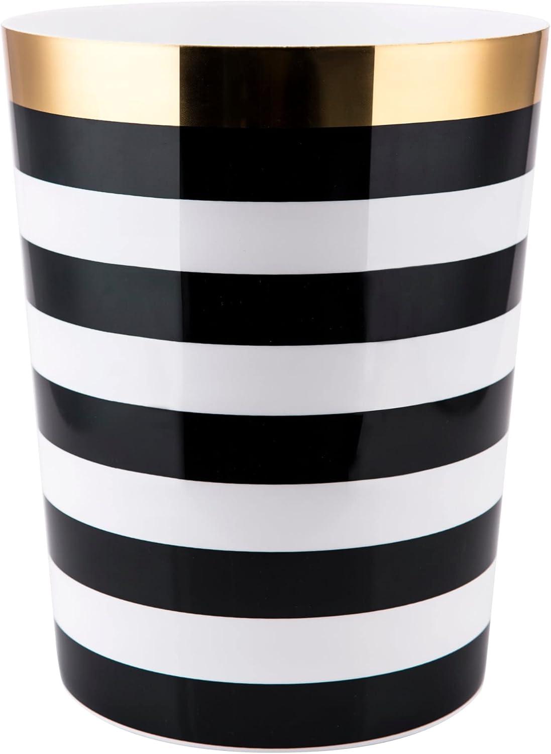 Derby Wastebasket Black/White - Allure Home Creations: Plastic, 5.6L Capacity, 9.6" Height, Elegant Design