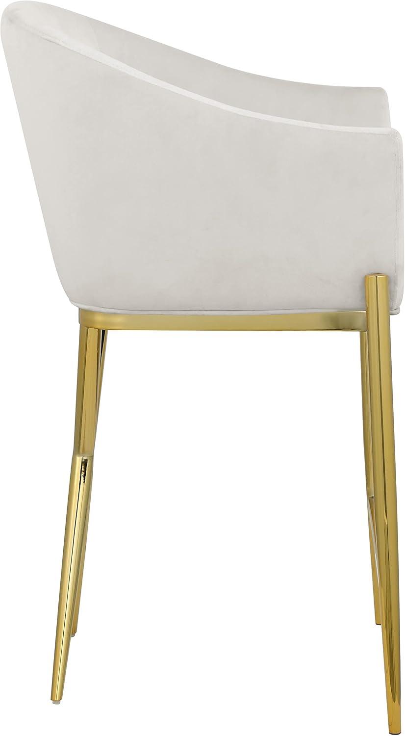 Elegant Beige Velvet & Gold Metal Counter Stool