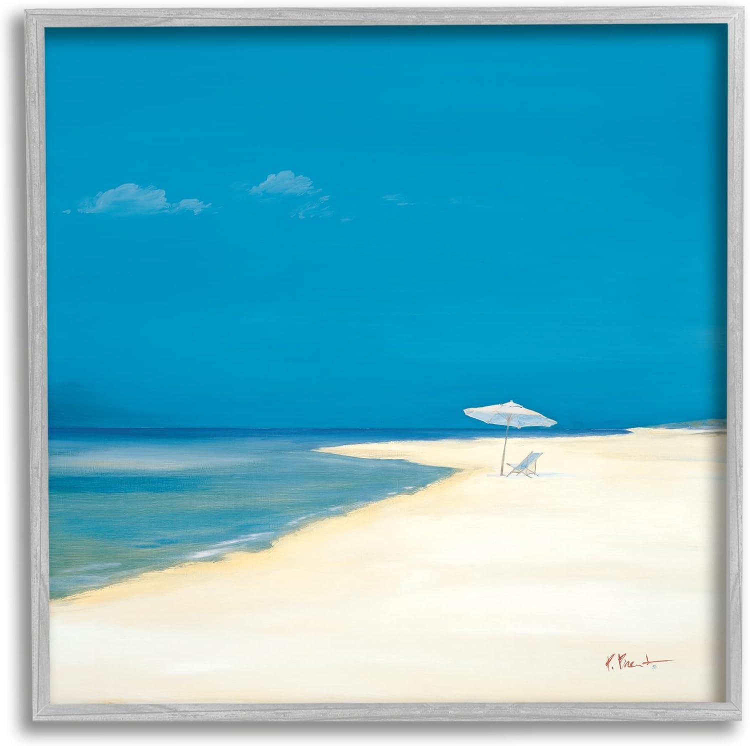 Stupell Industries Beach Shoreline Summer Landscape Painting Gray Framed Art Print Wall Art, Design by Paul Brent