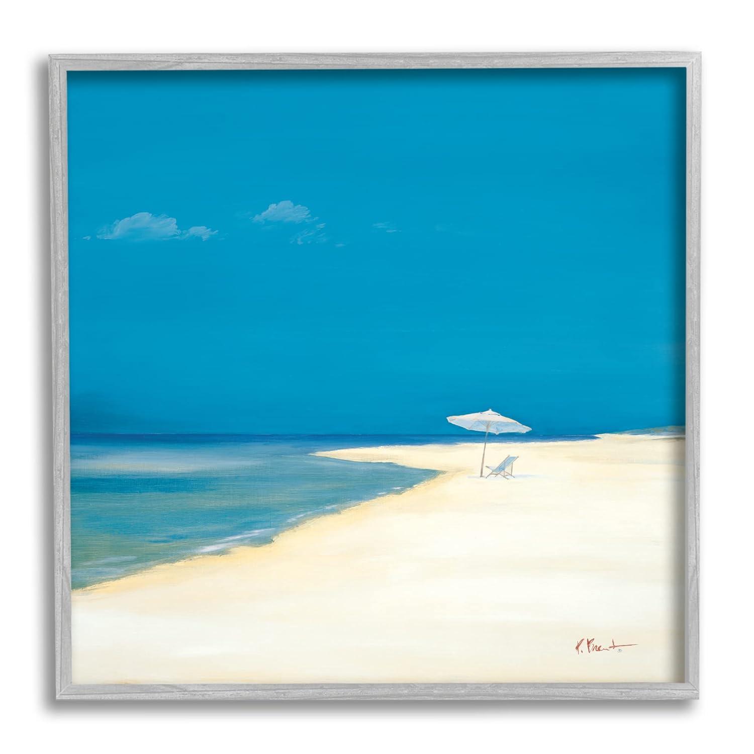 Stupell Industries Beach Shoreline Summer Landscape Painting Gray Framed Art Print Wall Art, Design by Paul Brent