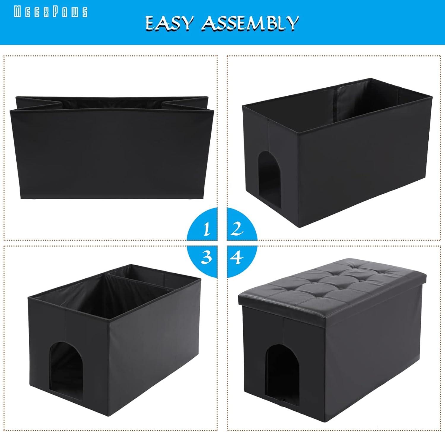 MEEXPAWS Cat Litter Box Enclosure Furniture Hidden, Cat Washroom Bench Storage Cabinet Small 19.7'' x 19.7'' x 19.7''| Dog Proof | Waterproof Inside | Easy Clean | Easy Assembly | Odor Control(Grey)