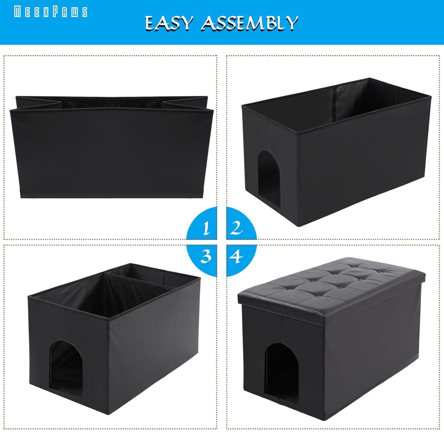 MEEXPAWS Cat Litter Box Enclosure Furniture Hidden, Cat Washroom Bench Storage Cabinet Small 19.7'' x 19.7'' x 19.7''| Dog Proof | Waterproof Inside | Easy Clean | Easy Assembly | Odor Control(Grey)