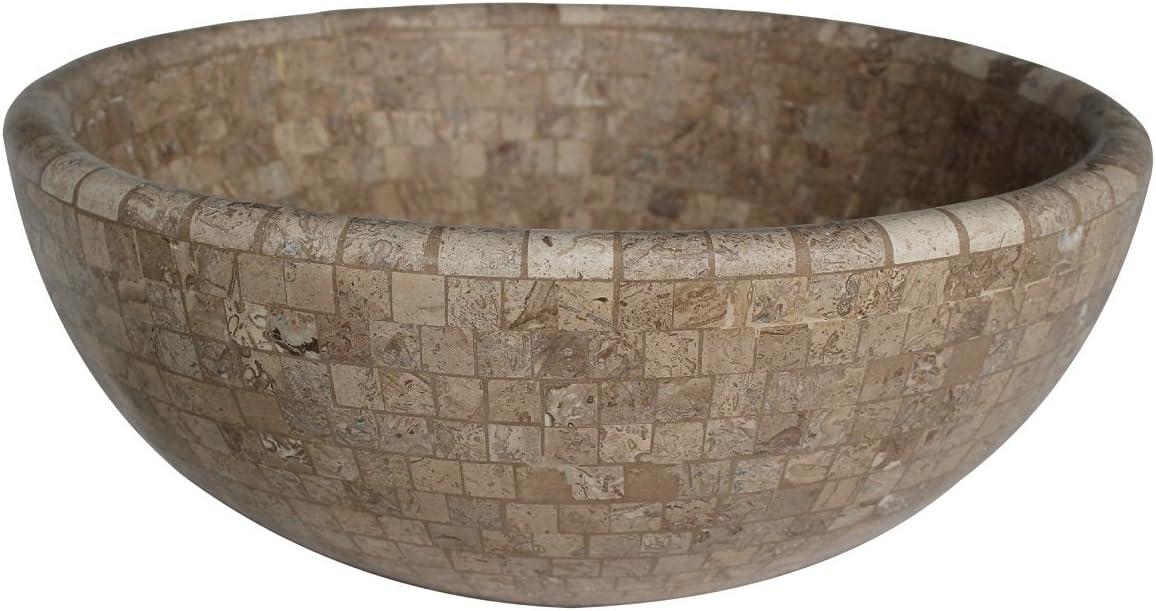 Mosaic Natural Stone Vessel Sink in Almond Brown