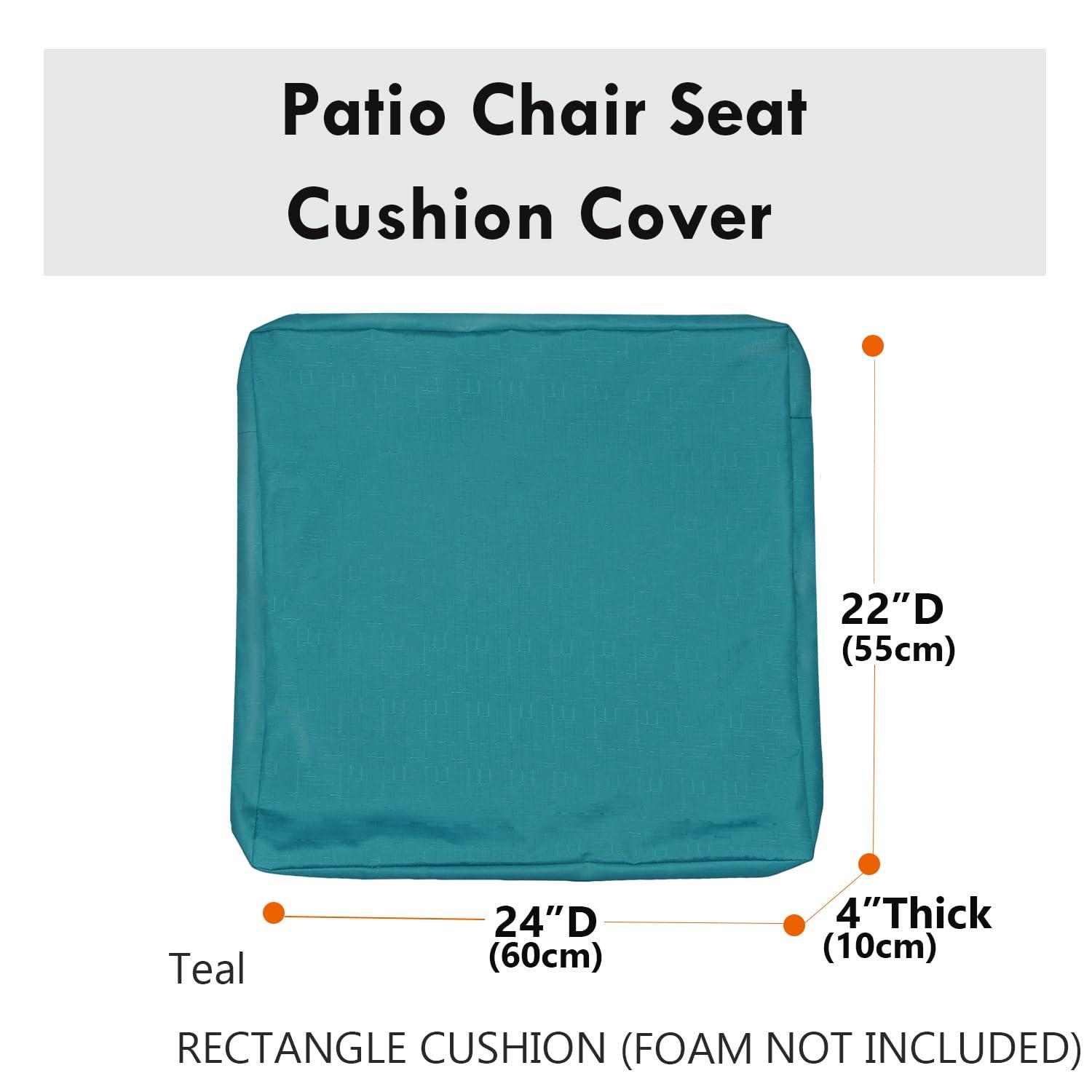 Patio Seat Cushion Covers,Washable Slip Covers Replacement,Waterproof Outdoor Furniture Chair Cushion Pillow Seat Cover for Couch,Garden,Sofa,Teal,24"×22"×4"(4 Covers Only)