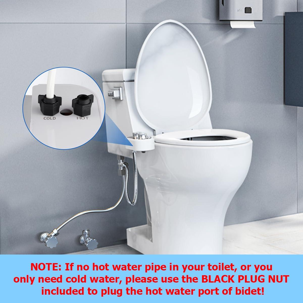 Hot and Cold Bidet Attachment for Toilet, Ultra-Slim Bidet Attachment Warm Water, Non-Electric Adjustable Pressure Self Cleaning Sprayer Nozzle Control for Posterior, Feminine Wash (Chrome)