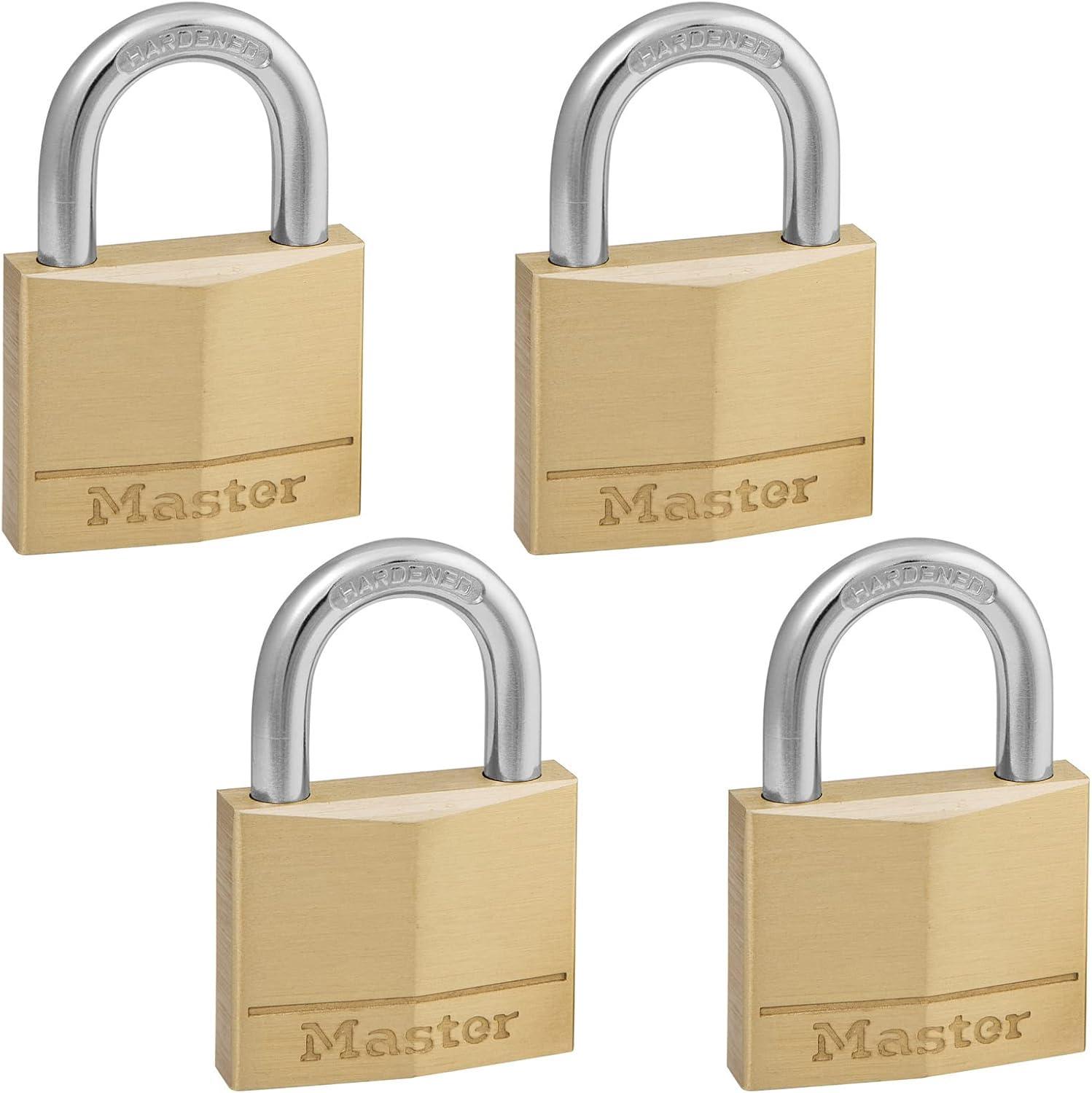 Master Lock 1-9/16" W Brass 4-Pin Cylinder Padlock 4 pk Keyed Alike