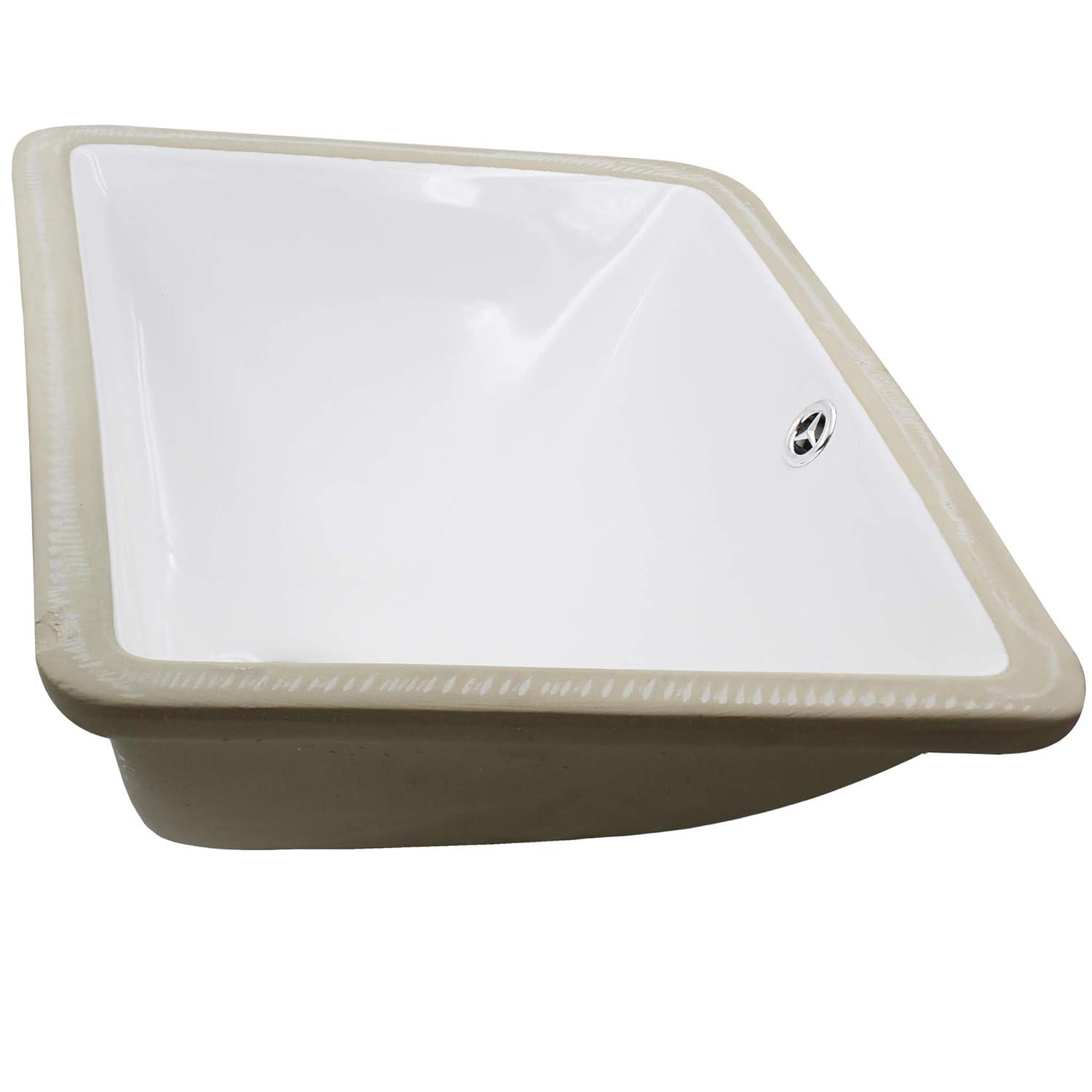 Novatto NP-U193902 Novatto 18.25'' White Porcelain Rectangular Bathroom Sink with Overflow