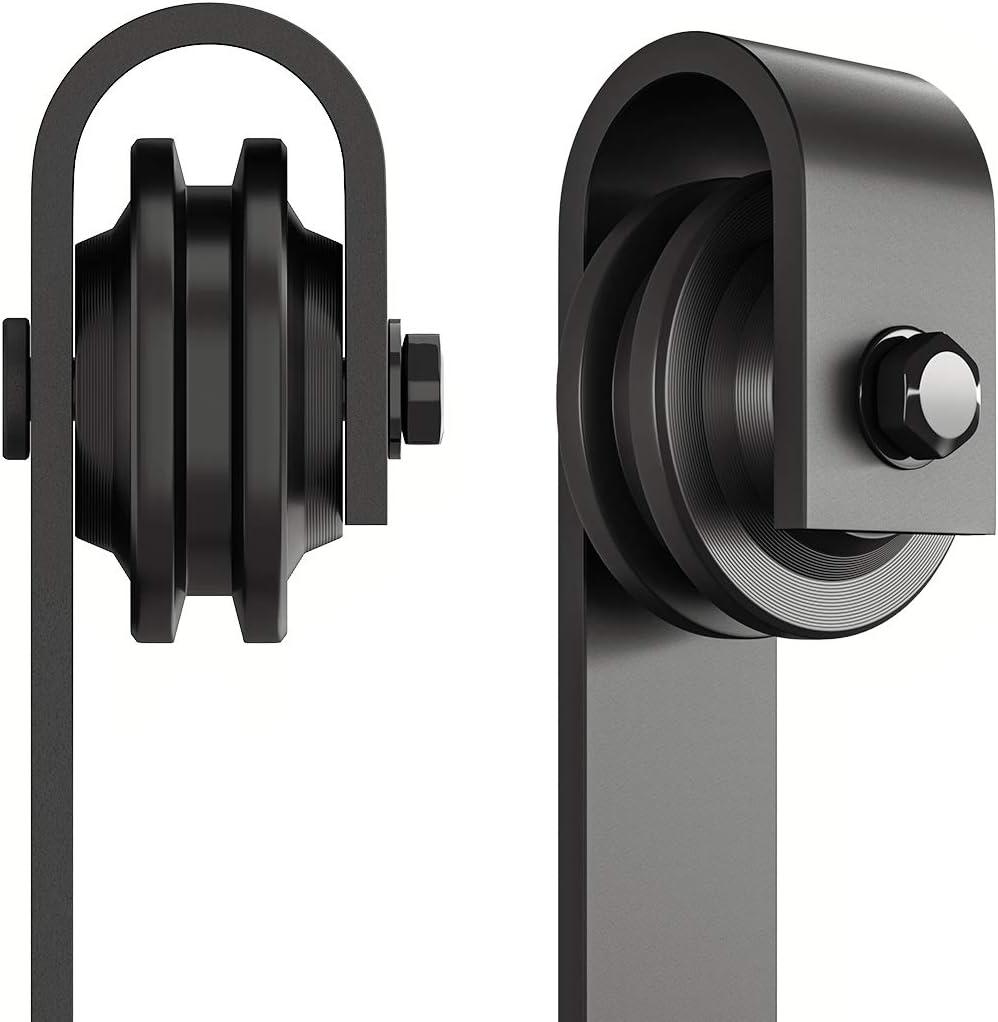 SMARTSTANDARD Sliding Barn Door Hardware Hangers 2pcs (Black) (J Shape Hangers)