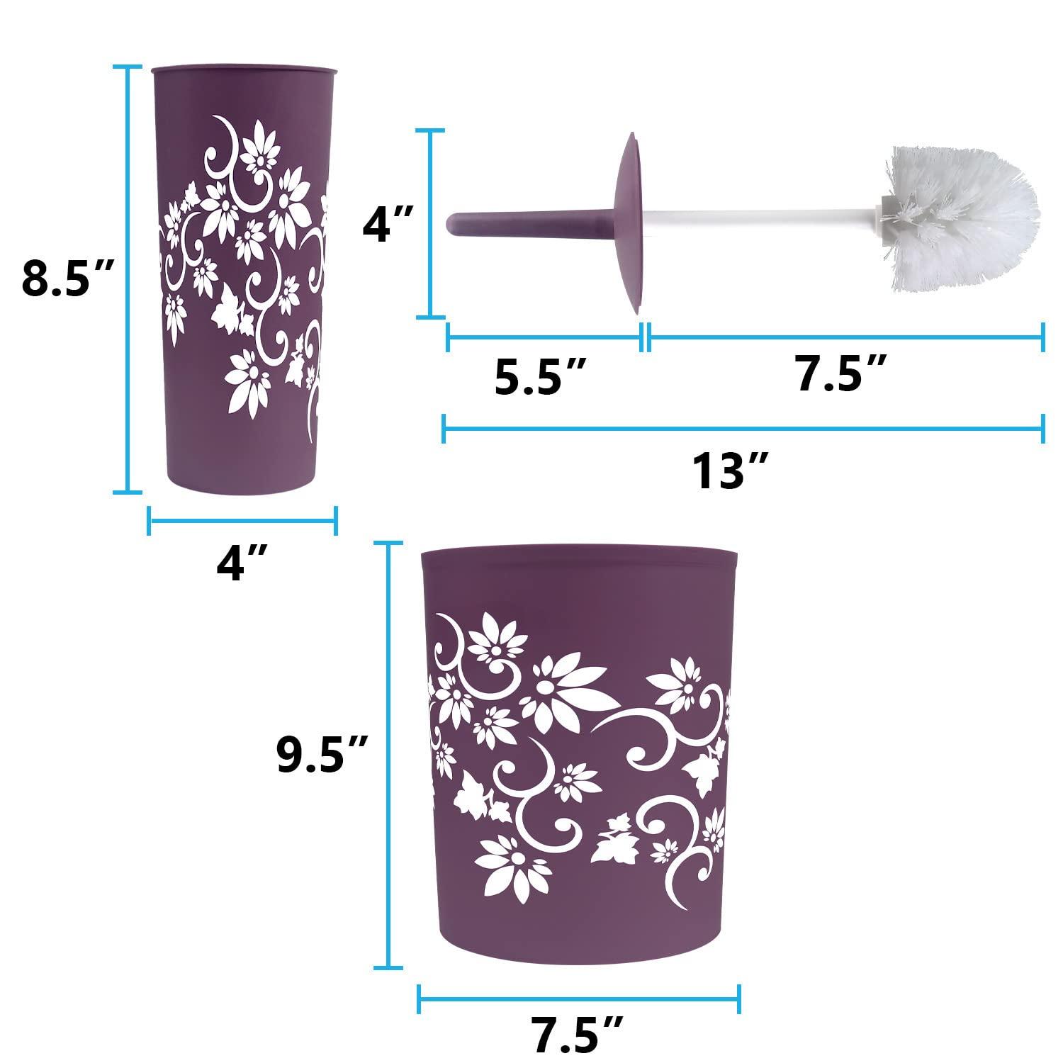 Blue Donuts Bathroom Accessories Set Complete, Toilet Brush and Holder, Trash Can, Toothbrush Holder, Purple, 6 Pieces
