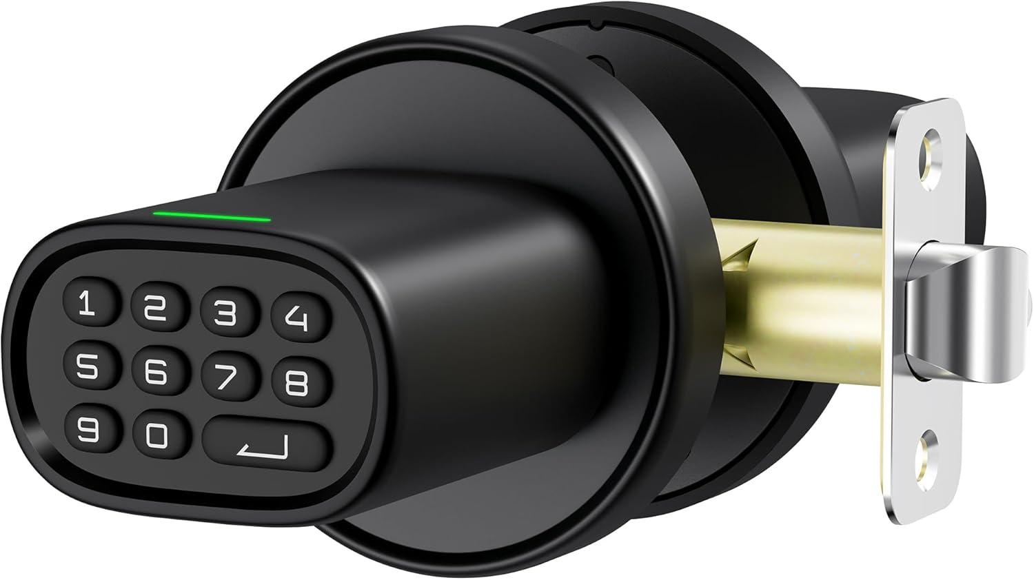 Black Keyless Entry Door Knob with Keypad and Zinc Alloy