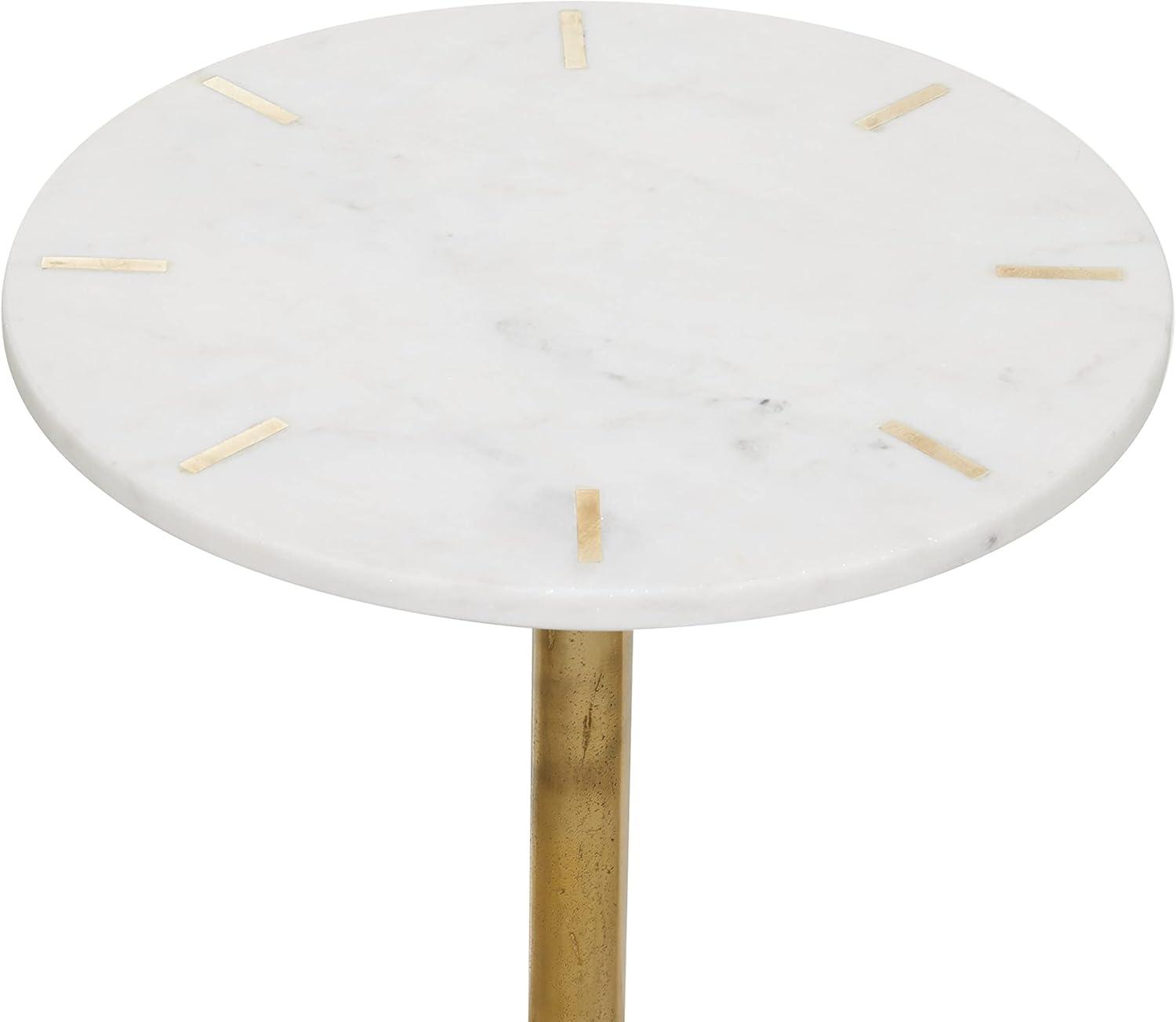 Contemporary Marble Pedestal Accent Table Brass - Olivia & May