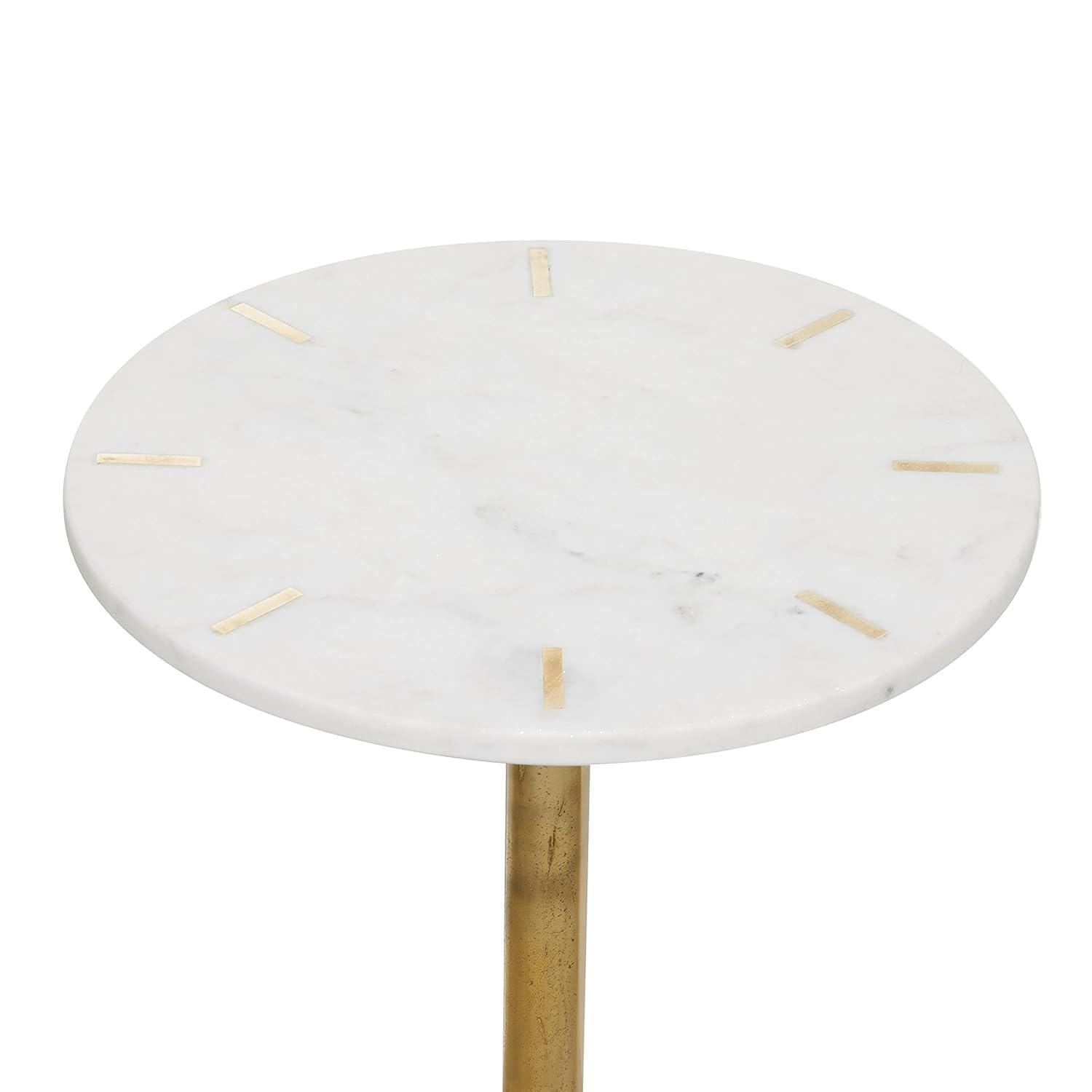 Contemporary Marble Pedestal Accent Table Brass - Olivia & May
