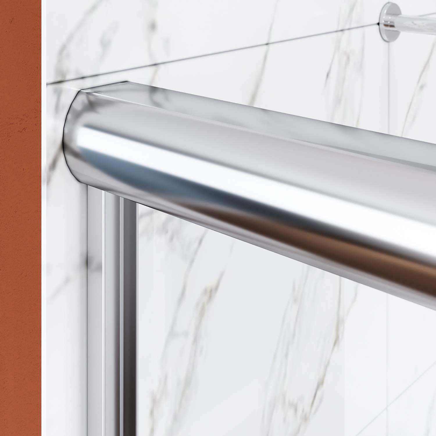 48'' Chrome Semi-Frameless Sliding Shower Door with Clear Glass