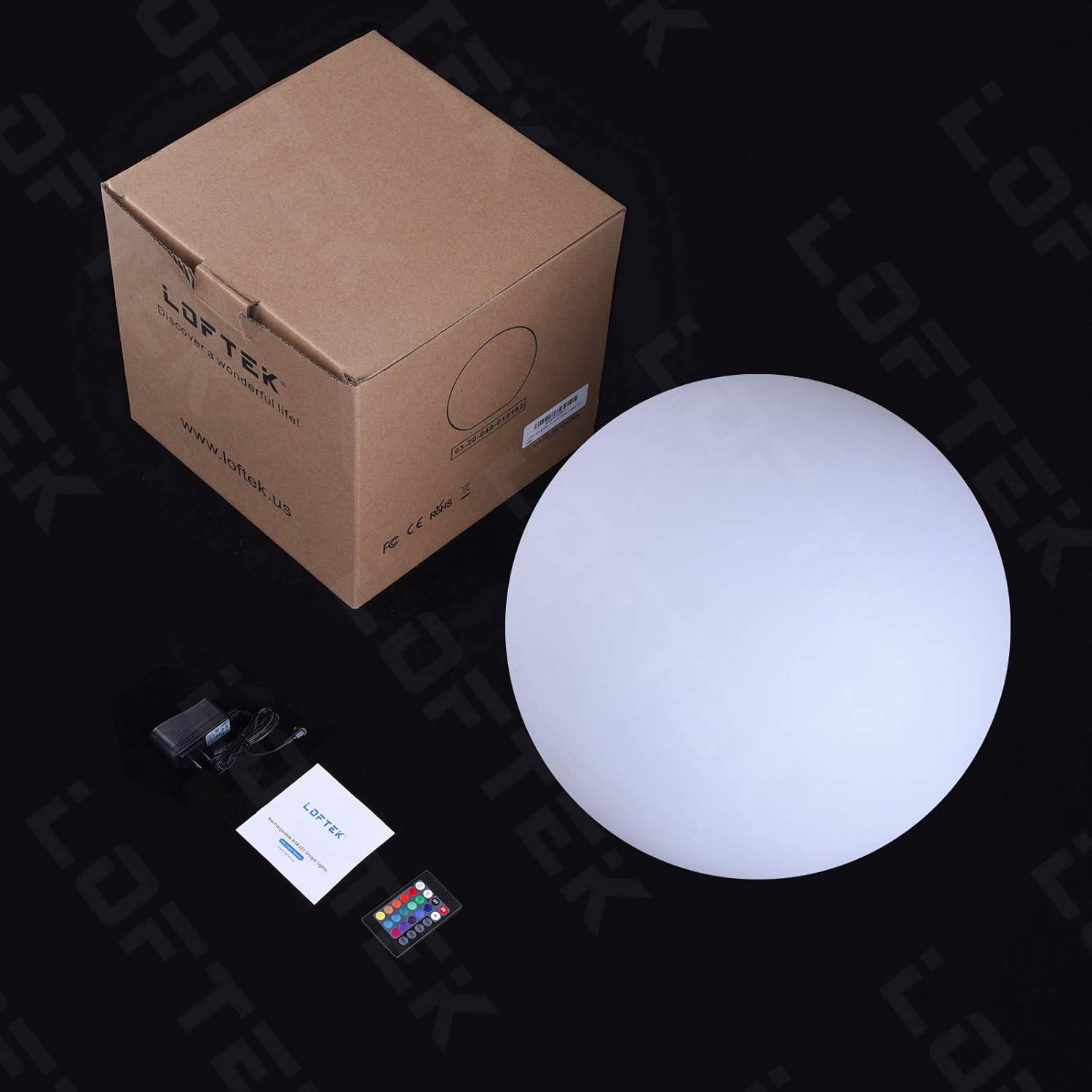 LOFTEK 8-inch LED Night Light Ball: 16 RGB Colors and Dimmable Globe Light with Remote, Upgraded Folding Handle, Seamless Matte Housing, Rechargeable IP65 Floating Pool Light, for Nursery or Decor
