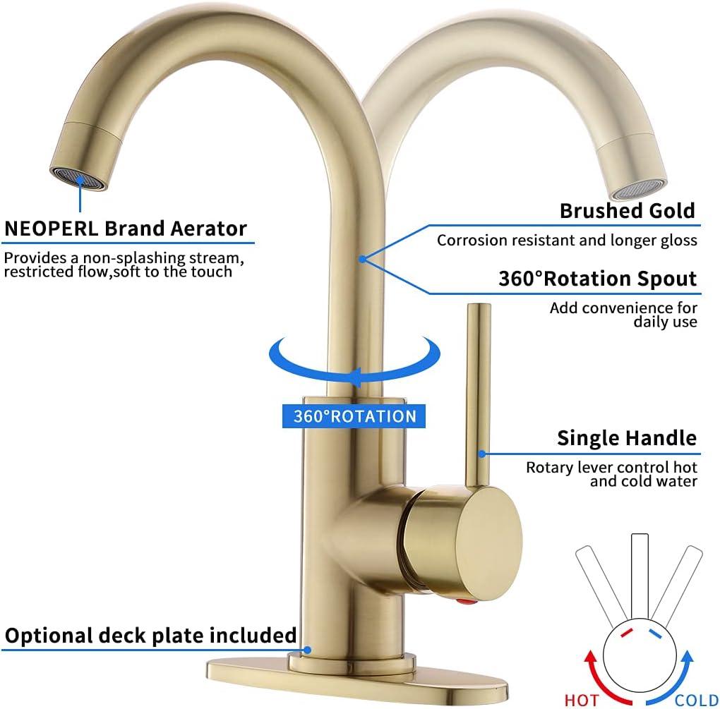 Brushed Gold Stainless Steel Single Handle Bar Faucet