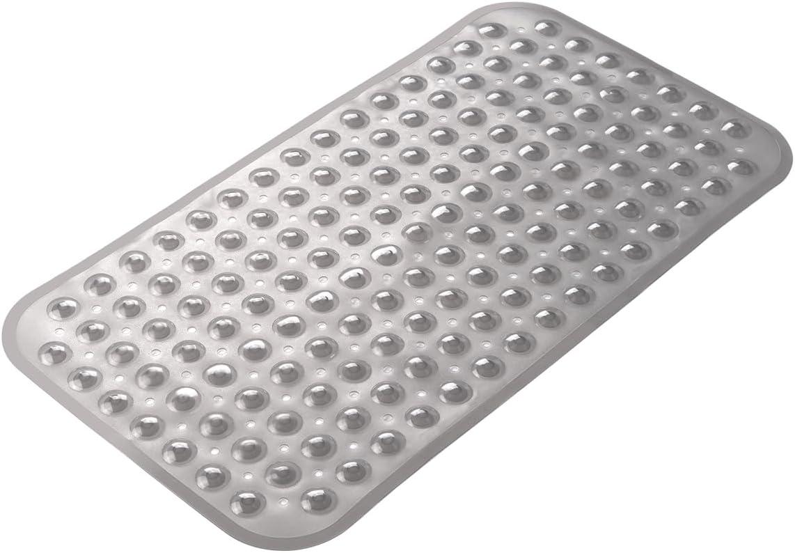 AmazerBath Bath Tub Mat, Medium Size 27.6 x 15 Inches Non-Slip Shower Mats with Suction Cups and Drain Holes, Bathroom Bathtub Mats Machine Washable (Clear)