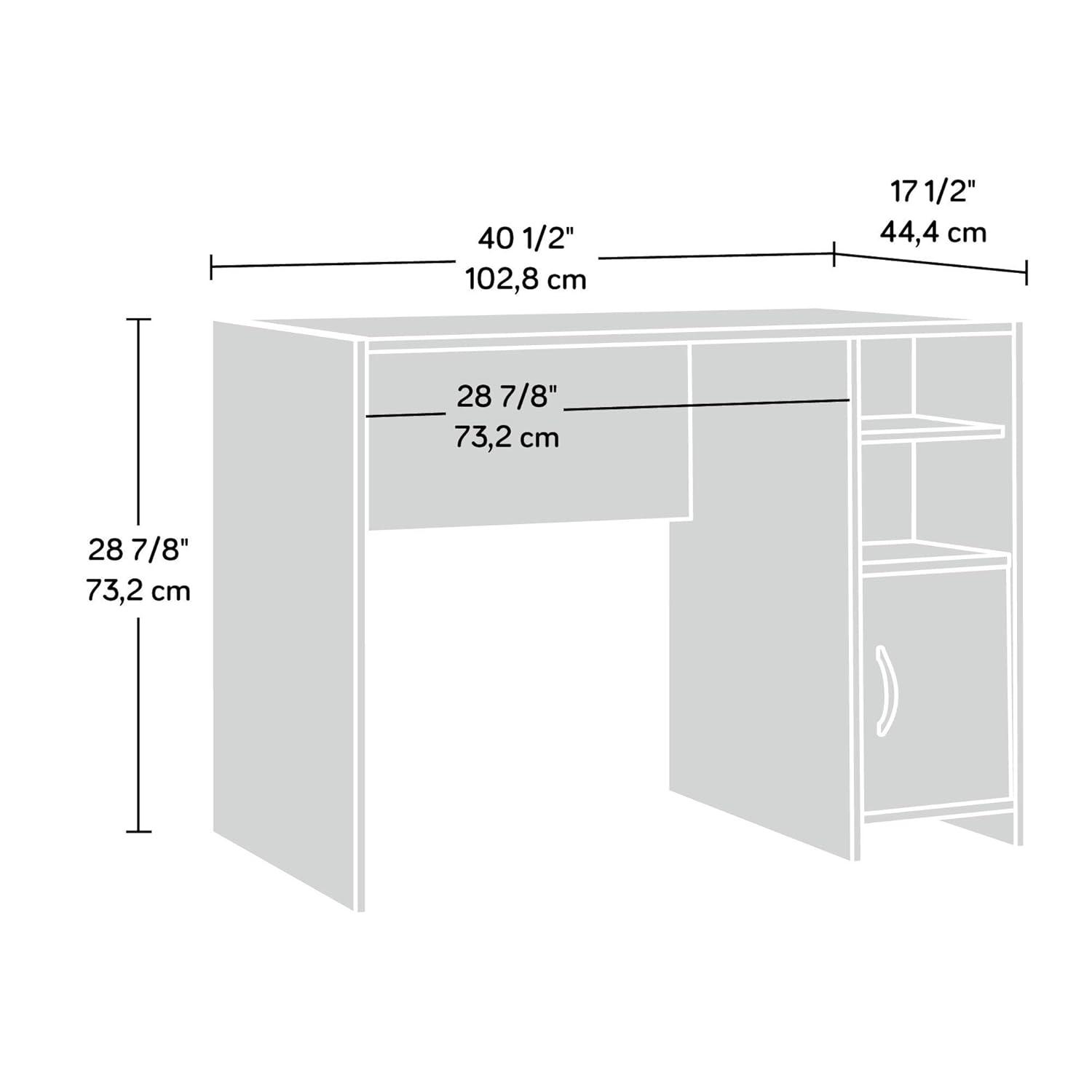 Sauder Beginnings Computer Desk with Side Shelves & Cabinet in Cinnamon Cherry