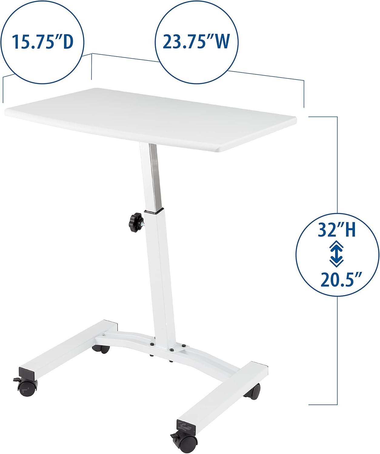 Seville Classics 23.75" Height Adjustable Mobile Laptop Desk, White