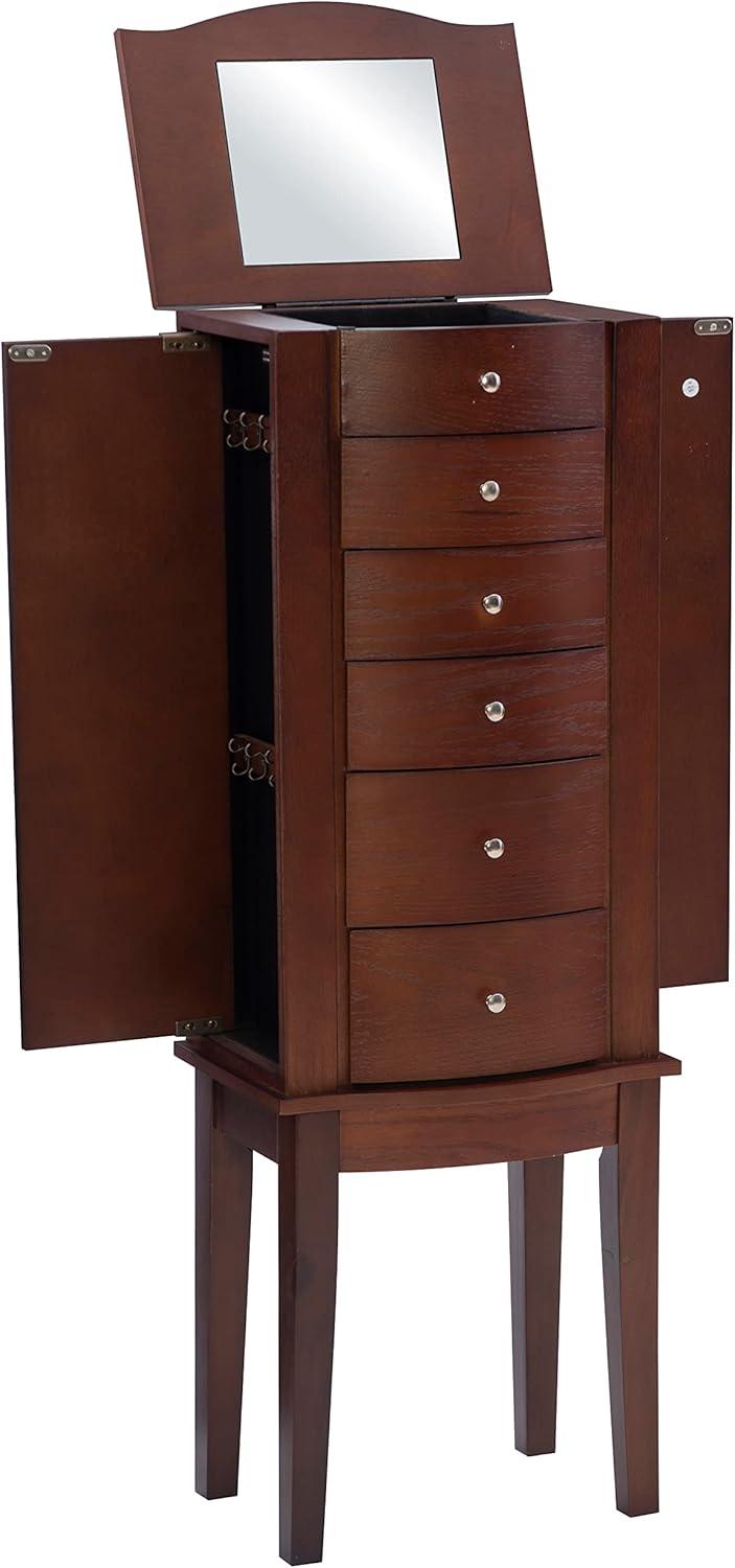 DEBLIT Contemporary Jewelry Armoire with 6 Drawers, Engineered Wood Finish, Merlot
