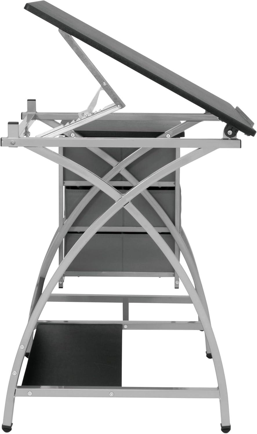 Comet Plus Drawing Table and Stool Set Silver/Gray - studio designs: Adjustable Top, Storage Drawers, Padded Seat