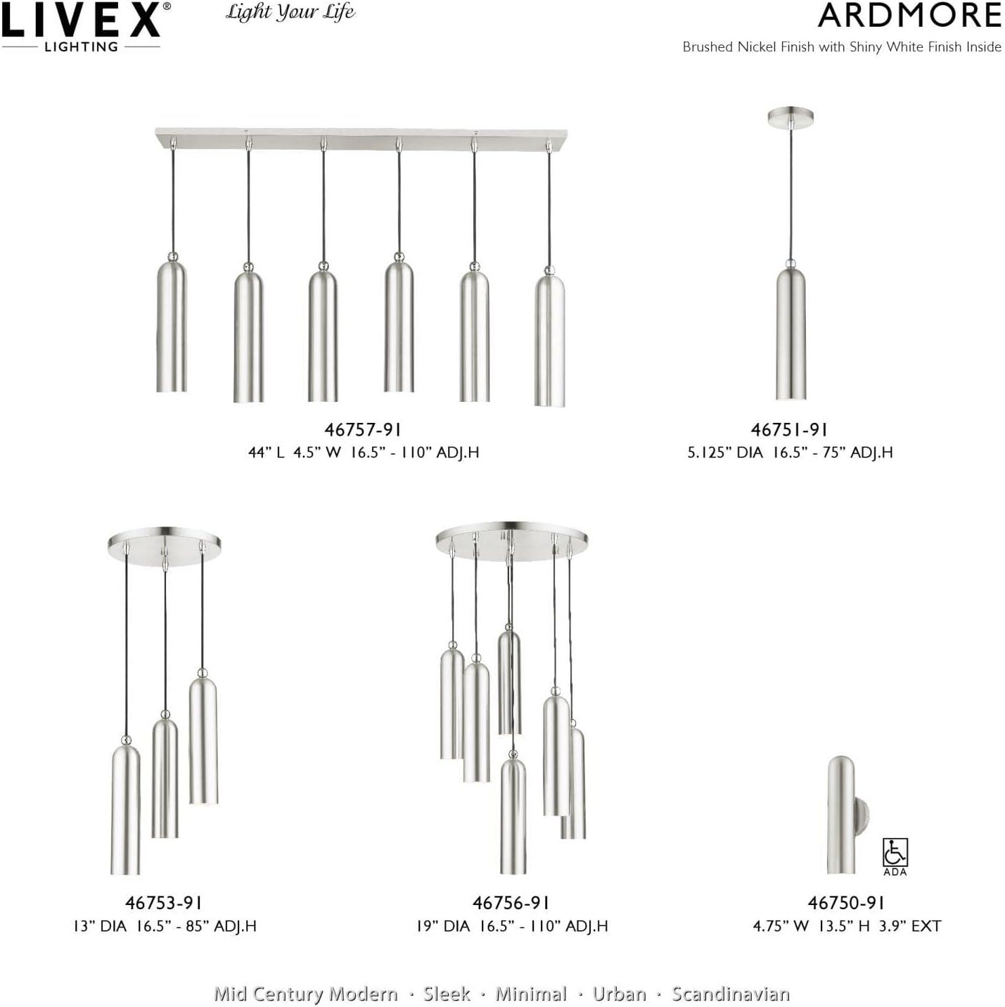 Livex Lighting Ardmore 6 - Light Pendant in  Brushed Nickel