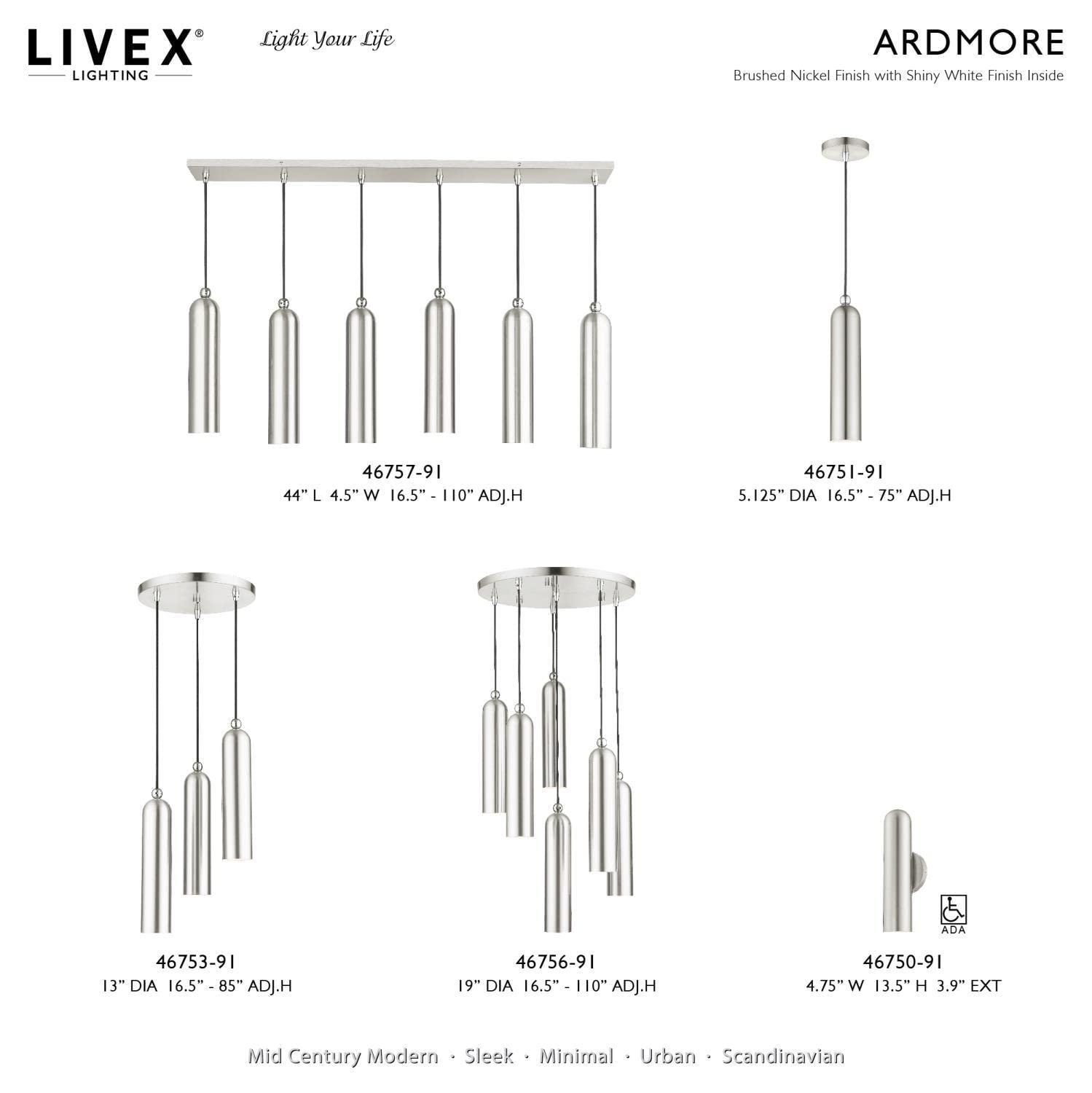 Livex Lighting Ardmore 6 - Light Pendant in  Brushed Nickel