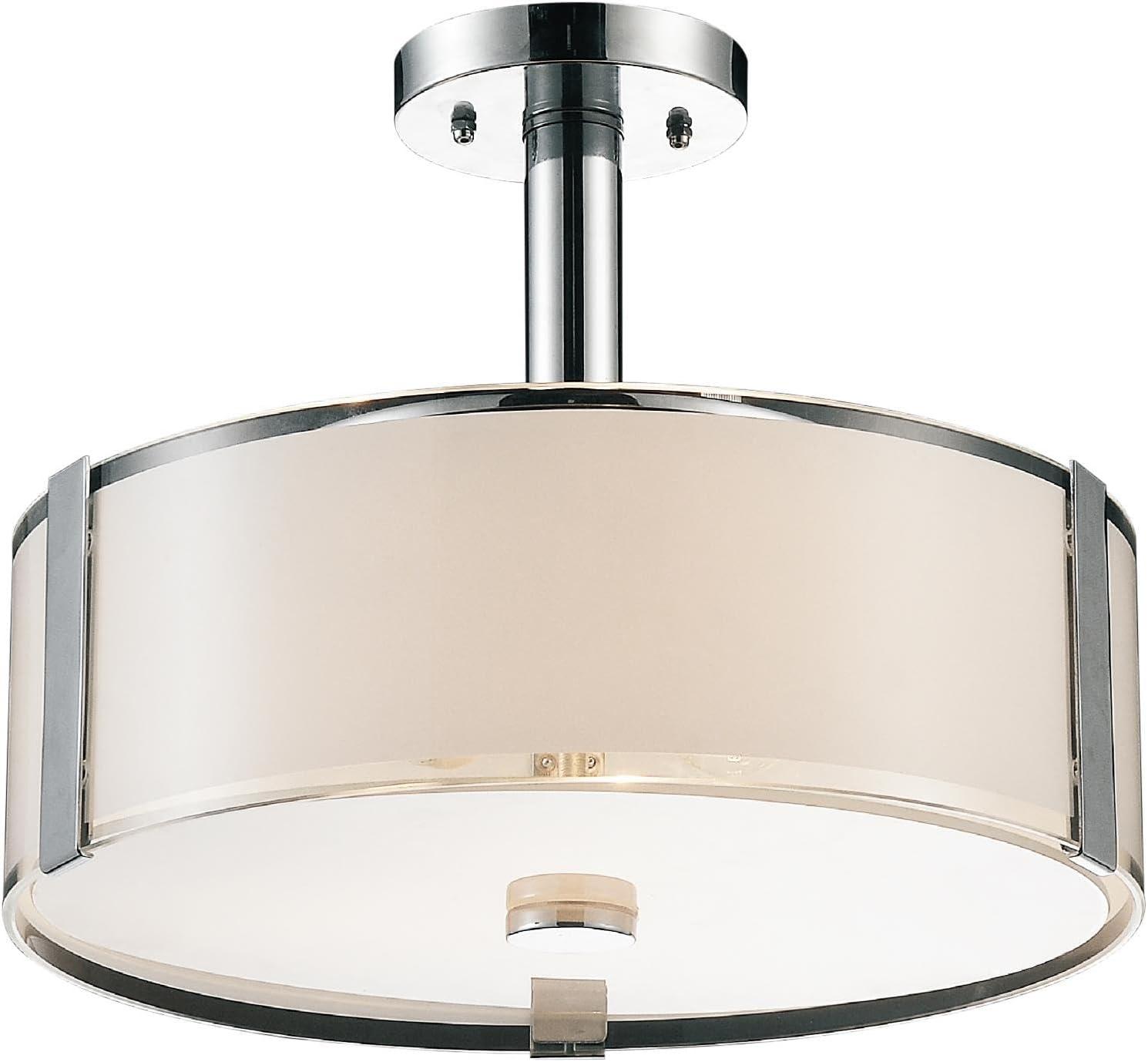 Lucie Chrome 17'' Drum Shade Chandelier with Frosted Glass