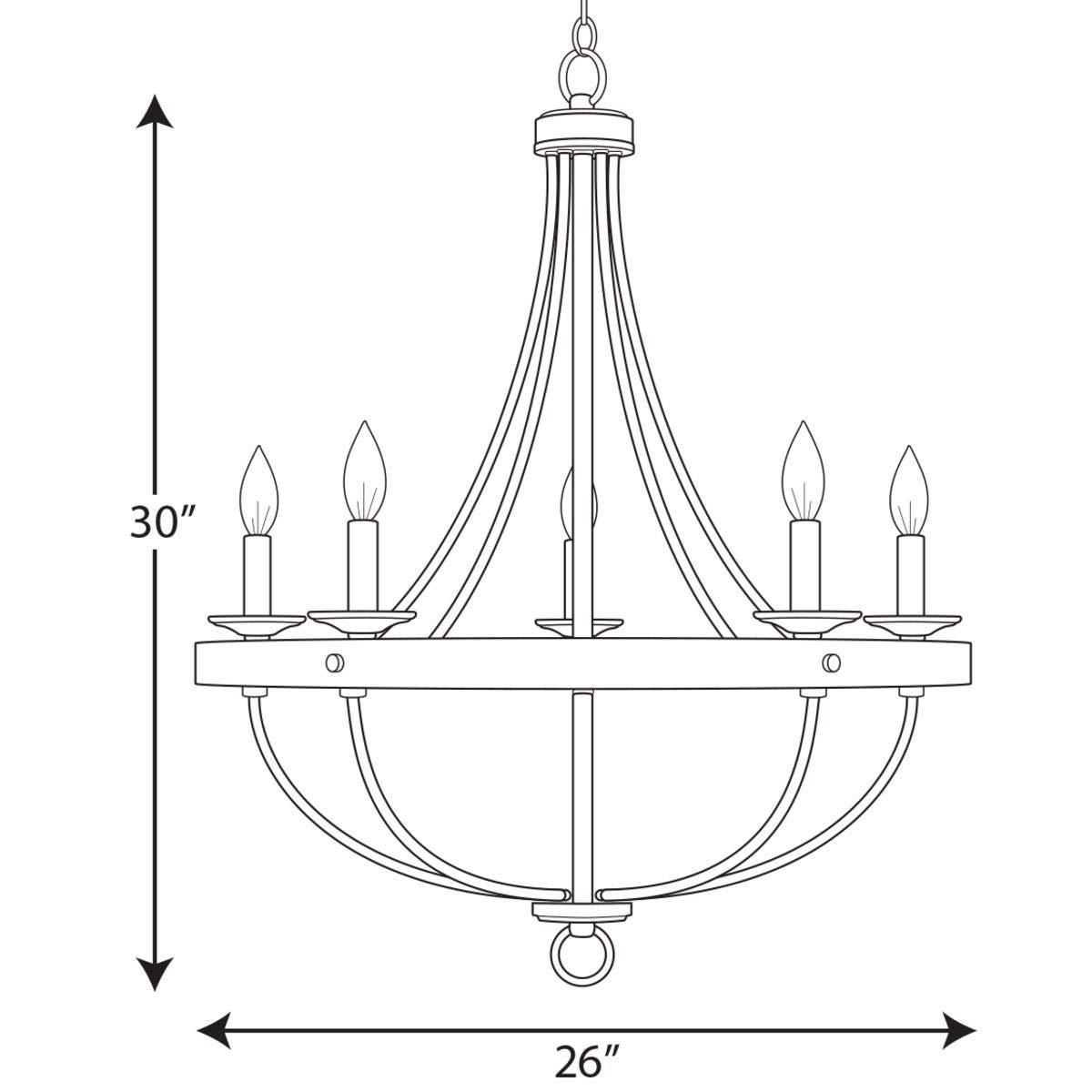 Progress Lighting Gulliver 5-Light Chandelier, Galvanized Finish, Wood Grained Texture Shade