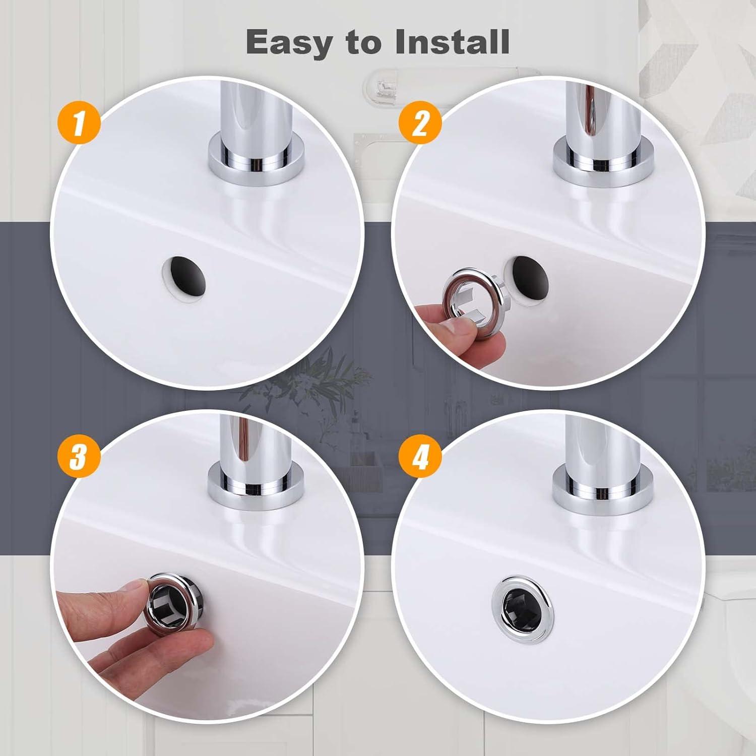 2 Pack Sink Overflow Ring Bathroom Kitchen Sink Basin Trim Overflow Cover Hole Insert Cap