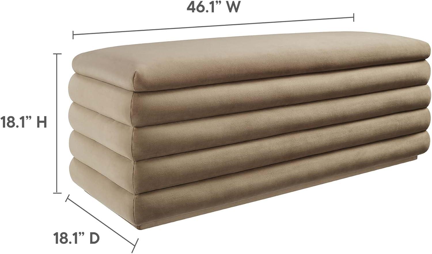 Modway Mezzo Upholstered Performance Velvet Storage Bench in Taupe