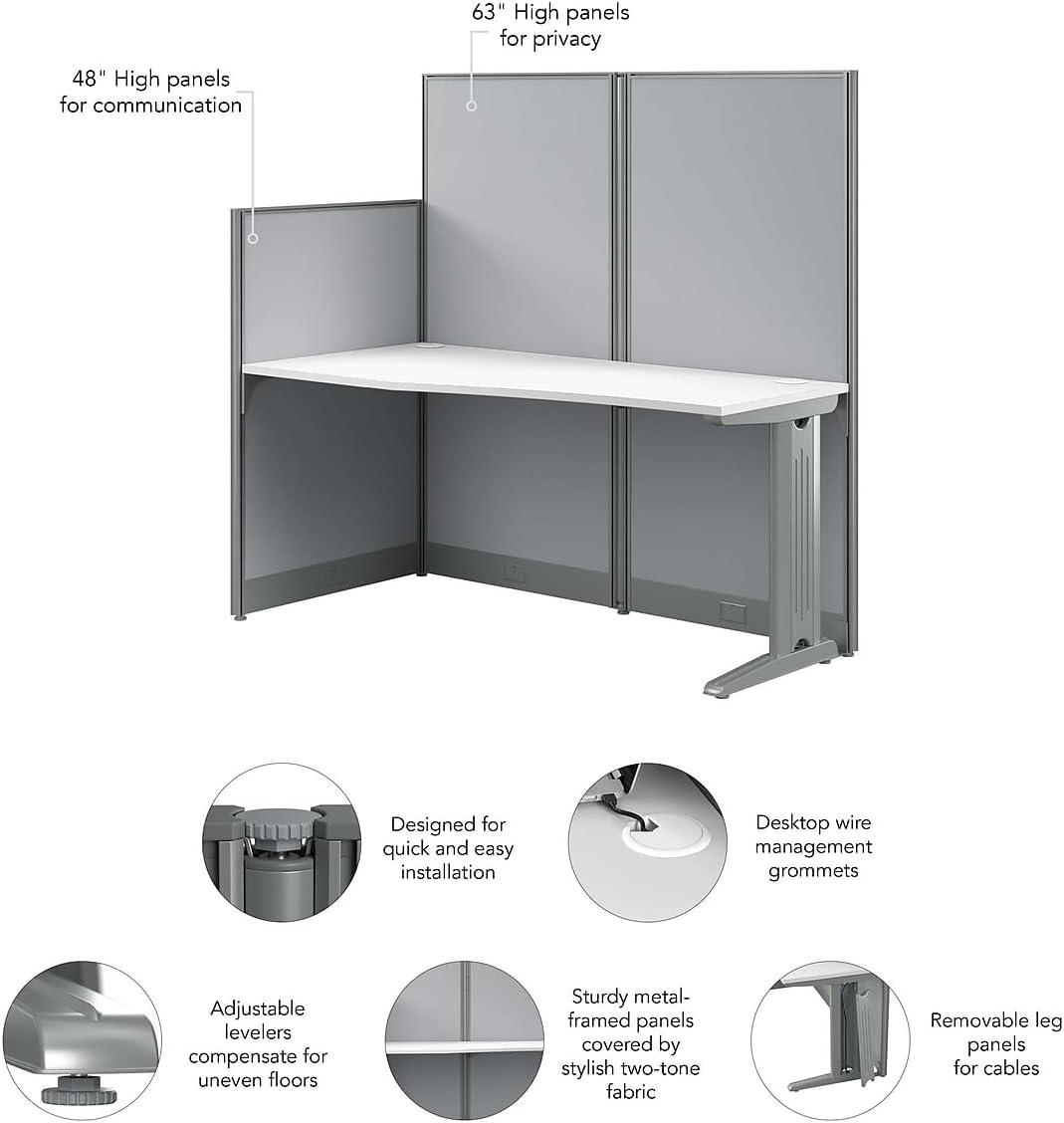 Office In An Hour L-Shaped 1 Person Cubicle with Cable Management