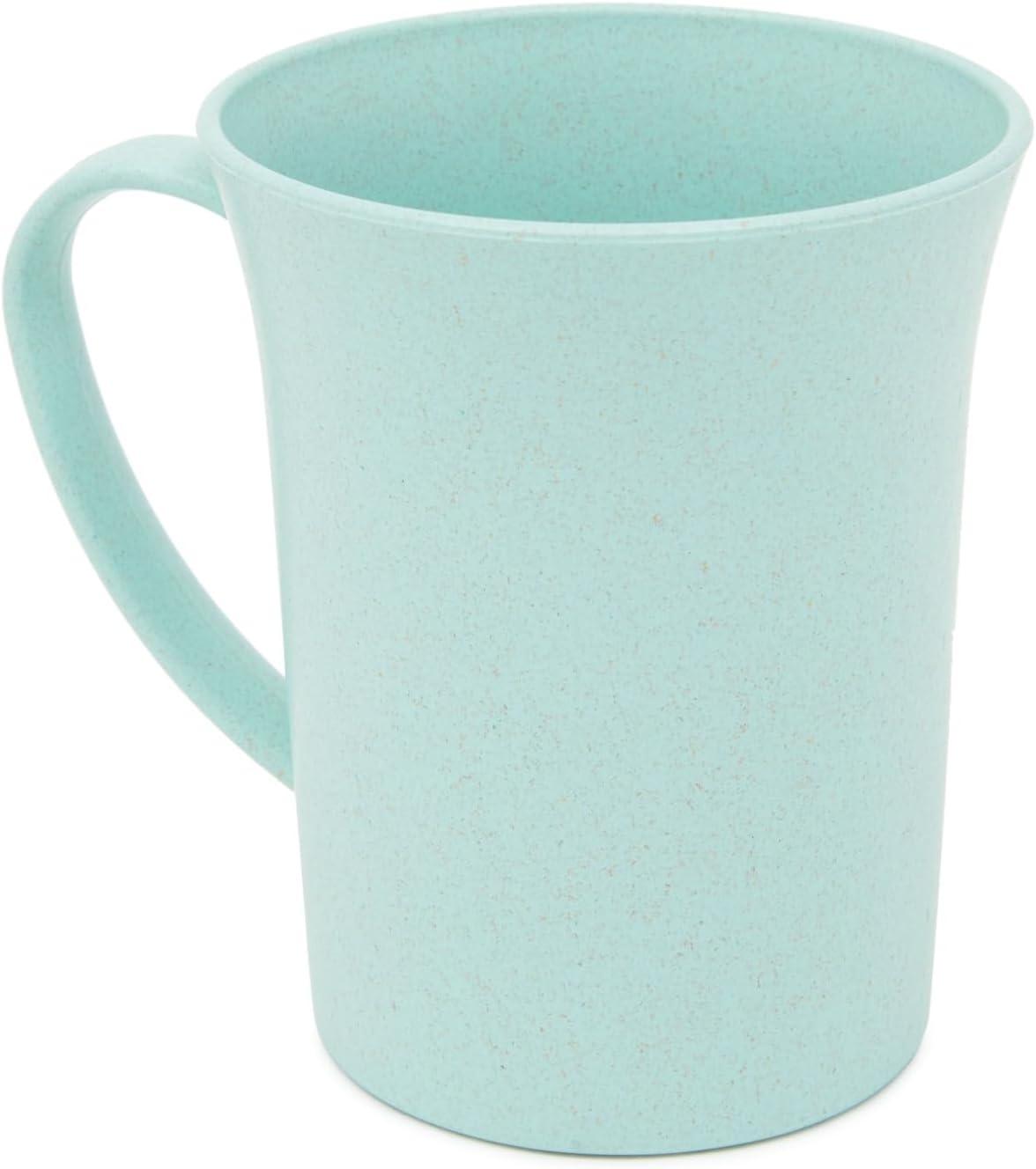 Wheat Straw Mugs with Handle, Set of 6 Unbreakable Plastic Coffee Cups (3 Colors, 11 oz)