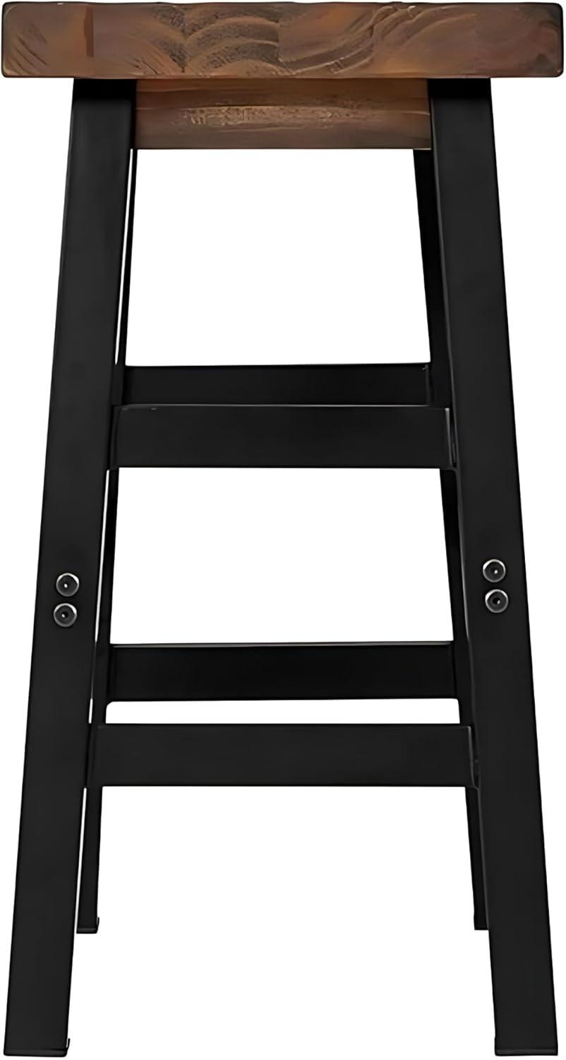 26" Pomona Reclaimed Wood Counter Height Barstool with Metal Legs Brown - Alaterre Furniture