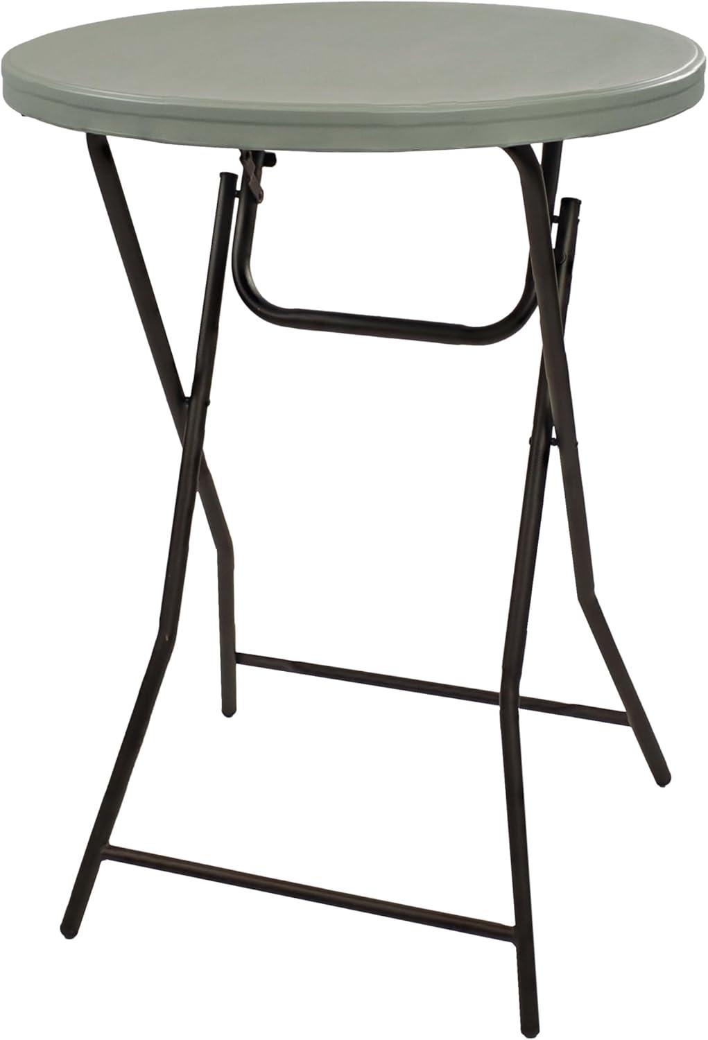 Sunnydaze Outdoor Folding Round Patio Bar-Height Table with Iron Legs and Plastic Top - 31.75" - Gray