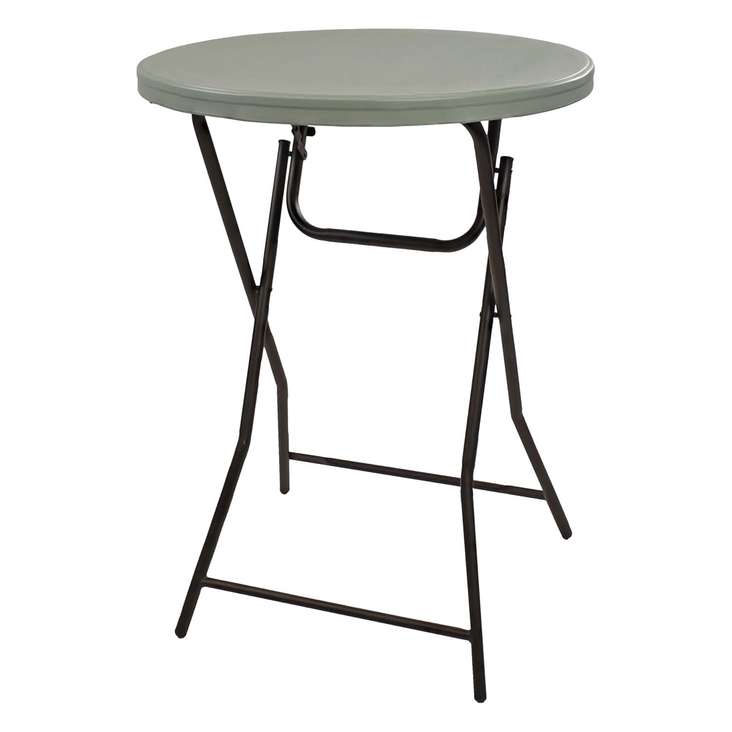 Sunnydaze Outdoor Folding Round Patio Bar-Height Table with Iron Legs and Plastic Top - 31.75" - Gray