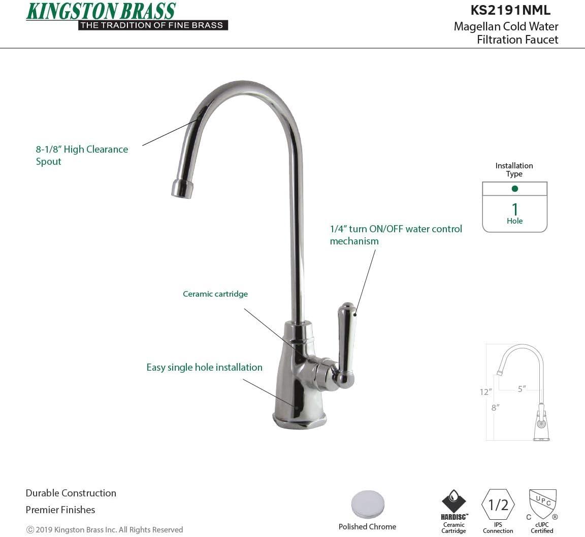 Kingston Brass KS2191NML Magellan Cold Water Filtration Faucet, Polished Chrome