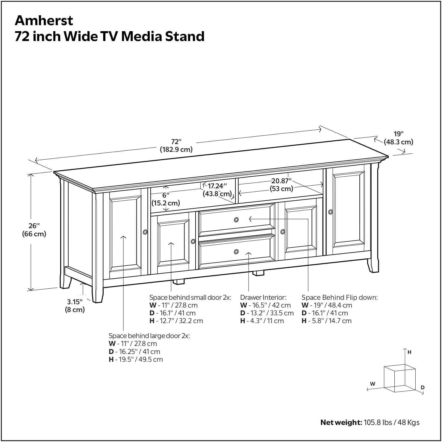 Simpli Home Amherst 54"W Solid Wood TV Stand for TVs up to 60" with Adjustable Shelves