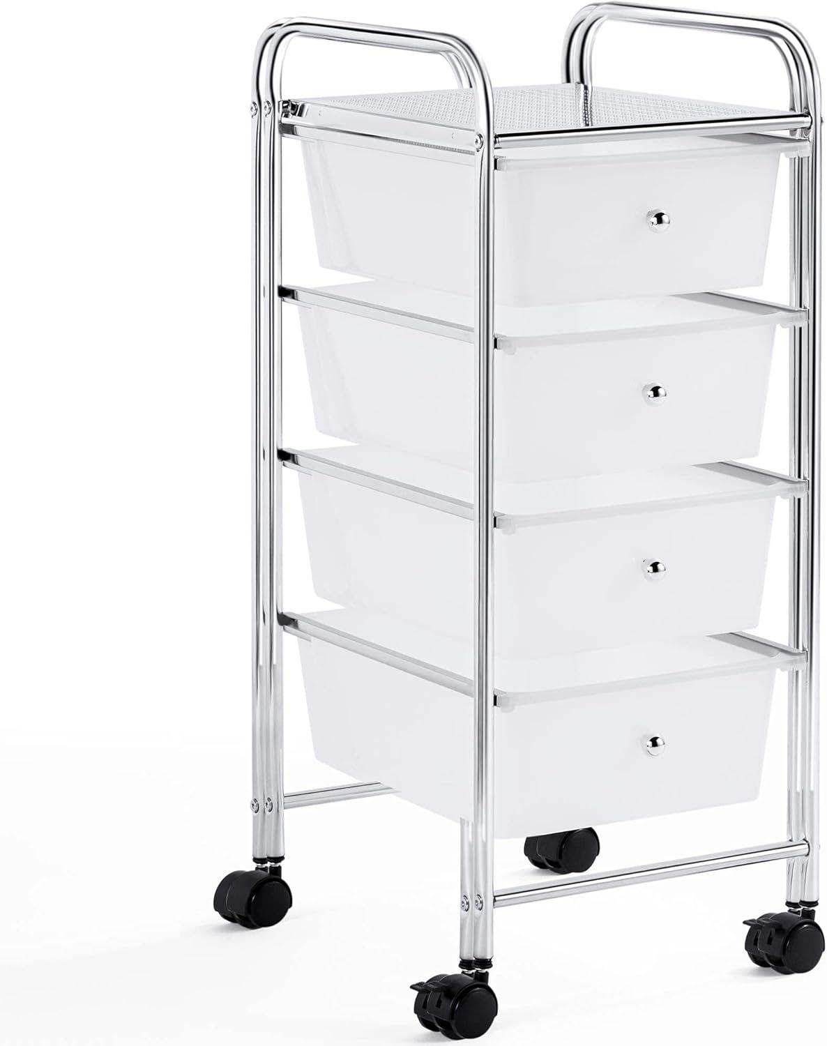 Yaheetech Drawers Rolling Storage Cart Metal Frame Plastic Drawers for Office/Home/Study