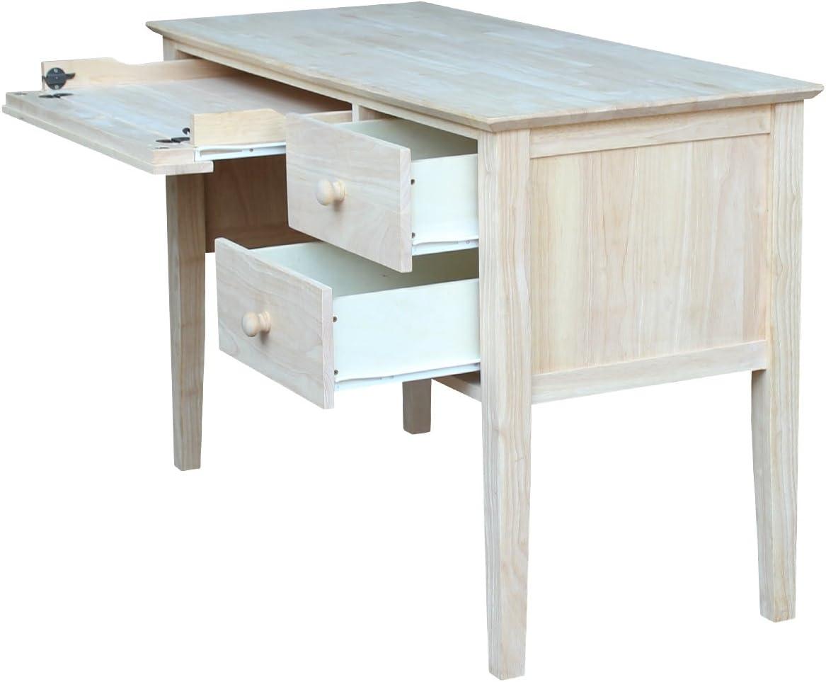 Computer Desk International Concepts: Unfinished Parawood, Brooklyn Style, Writing Desk with Drawer