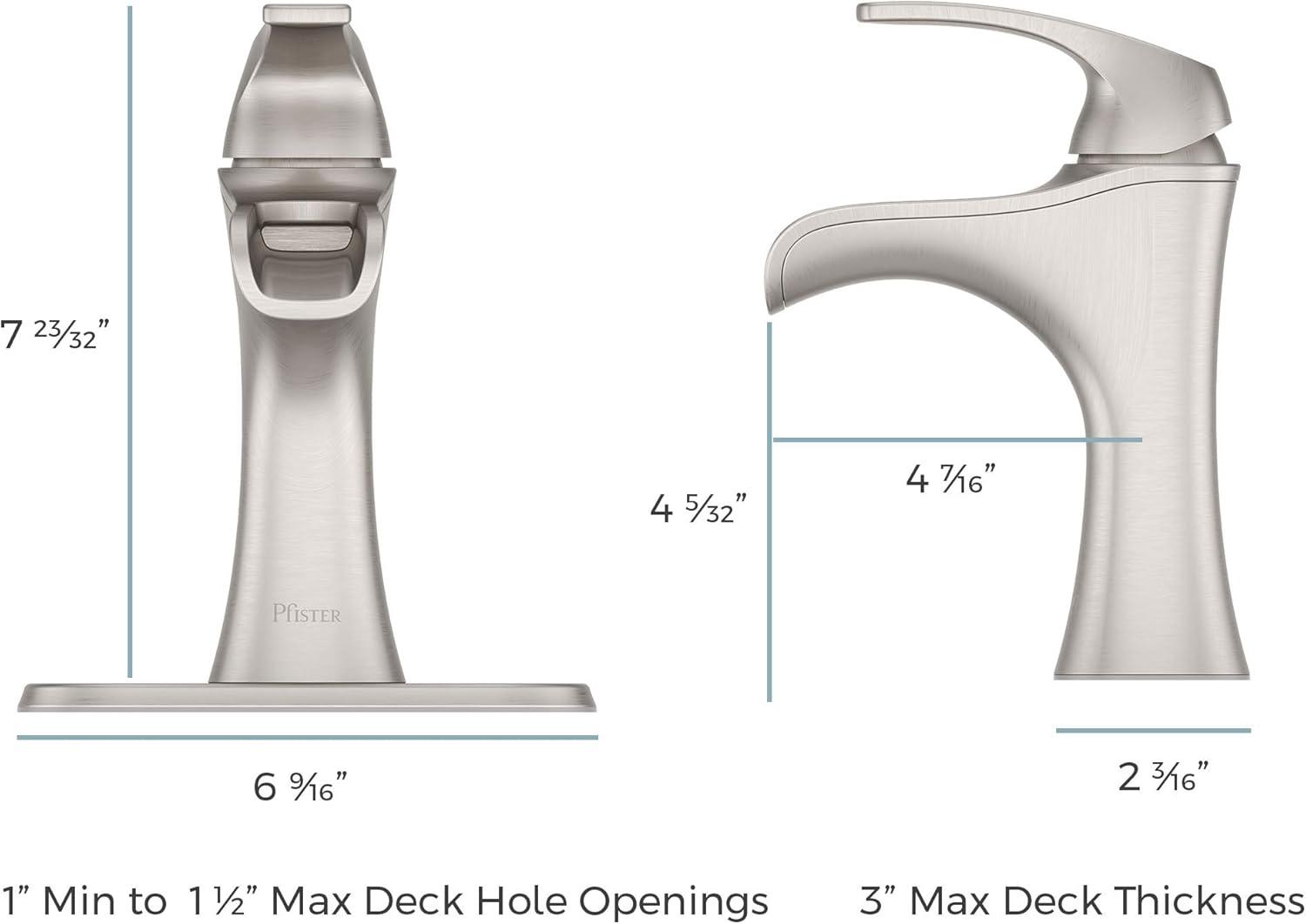 Brushed Nickel Single Handle Mid Arc Bathroom Faucet