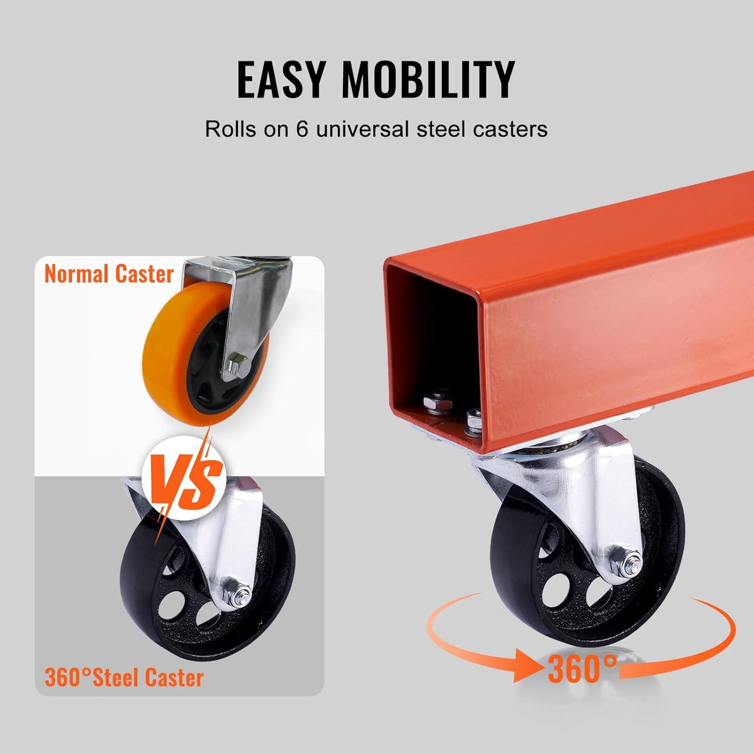 BENTISM 2T Folding Engine Crane Movable Engine Hoist with Load Leveler 4400 lbs/2 ton Heavy-Duty Cherry Picker Shop Crane Adjustable Boom Engine Crane