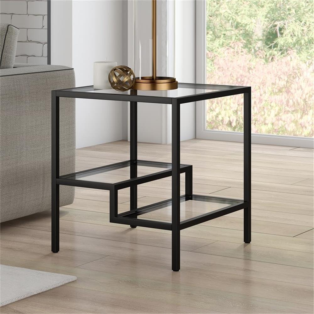 Evelyn&Zoe Lovett 20" Wide Square Side Table, Blackened Bronze