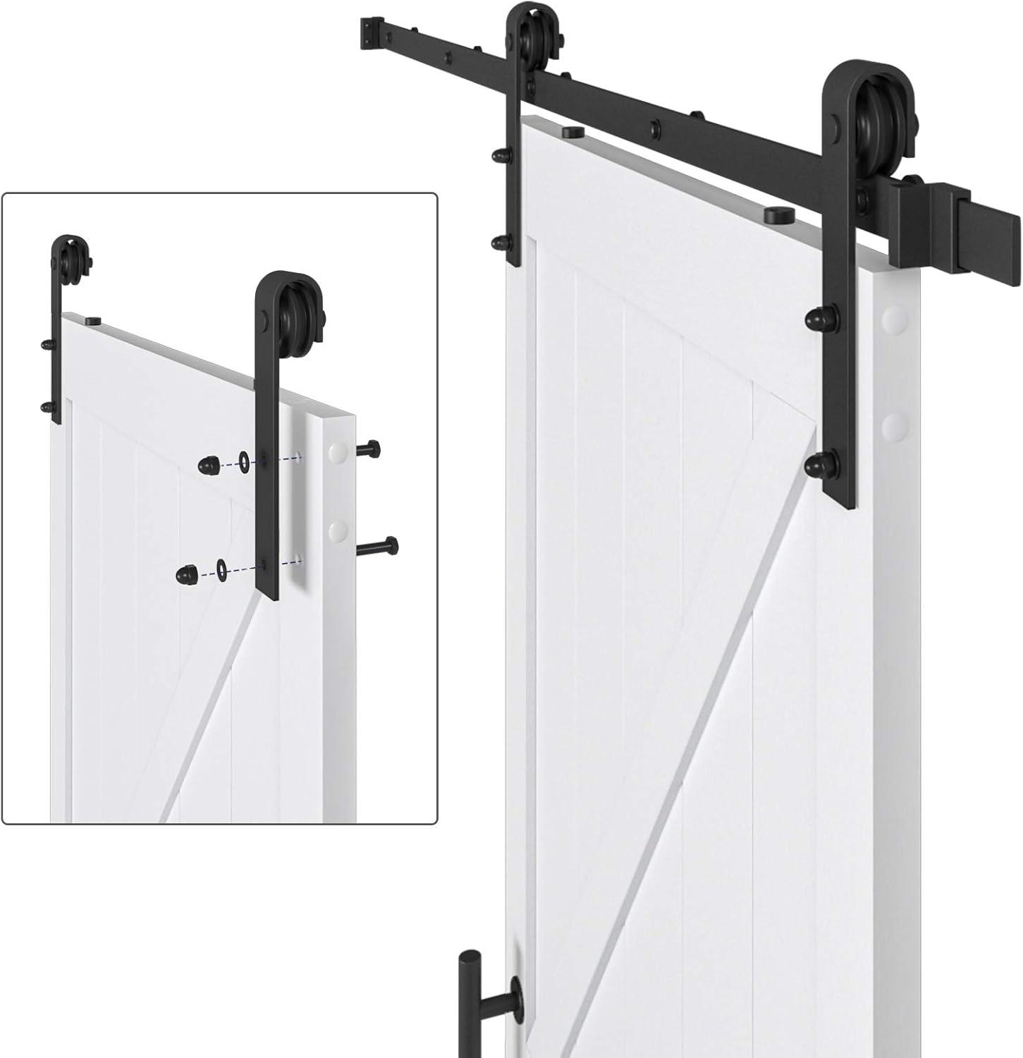 LDB_BUILDING Manufactured Paneled Wood Prefinished Barn Door with Installation Hardware Kit