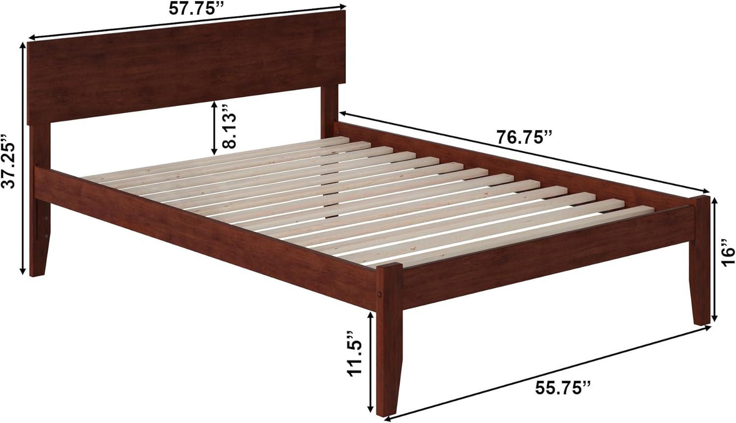 AFI Furnishings Orlando Twin Extra Long Platform Bed with Open Footboard and Turbo Charger in Walnut