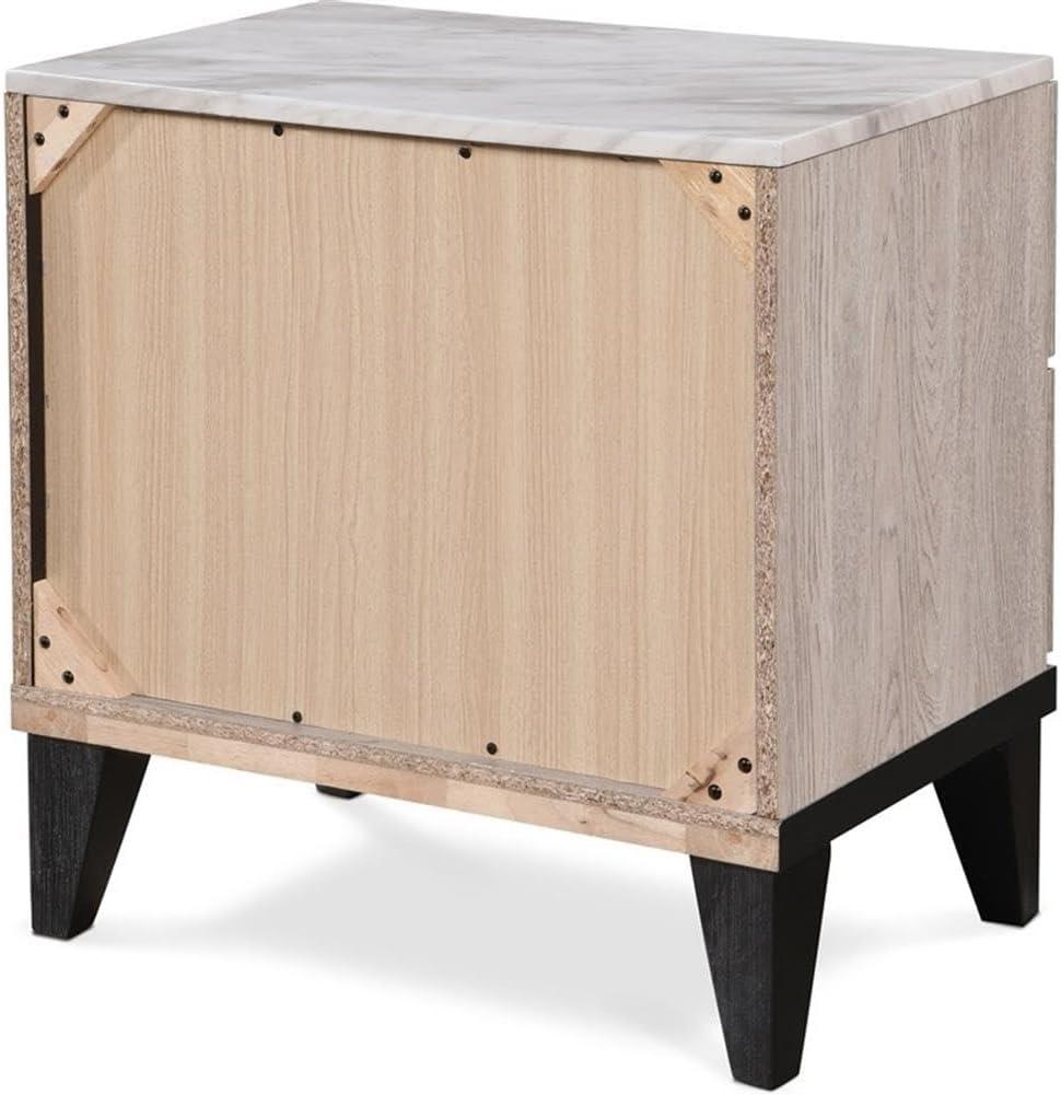 Adore Decor Micah Modern Square Nightstand End Table with 2 Drawers, Beige