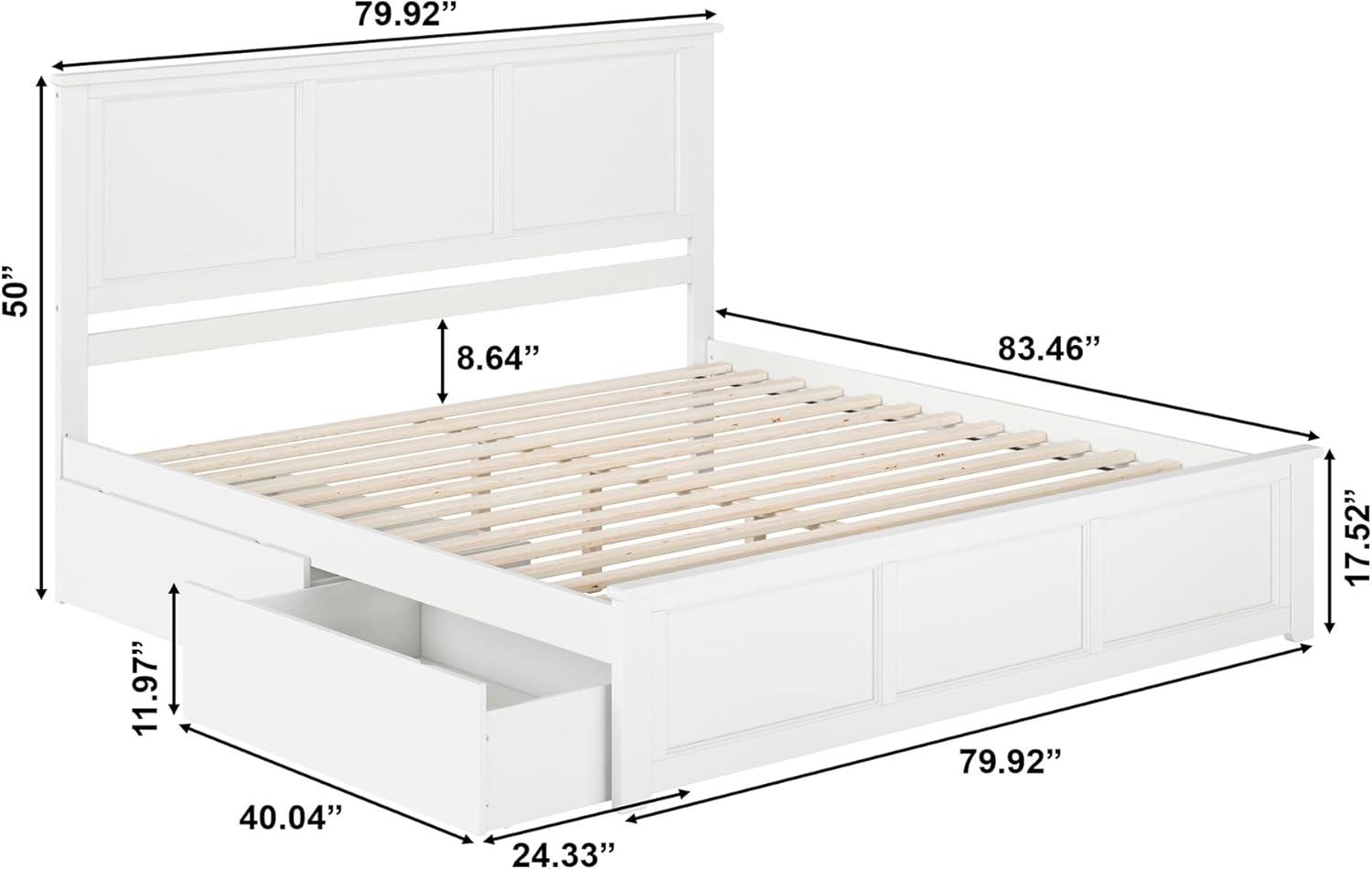 Solid Wood Platform Storage Bed